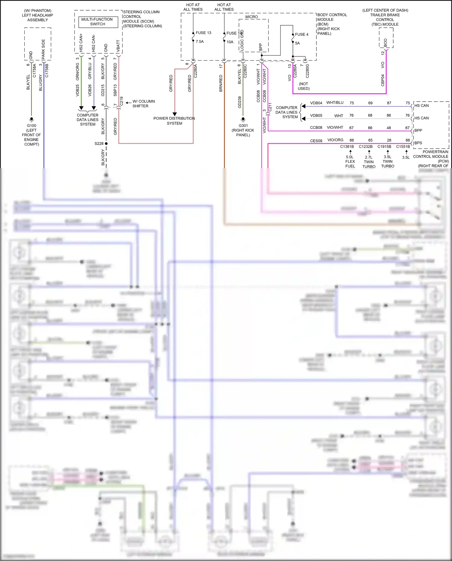 Wiring diagram w/ phantom for Ford F-150 XIII (2014-2018) (3 of 6)