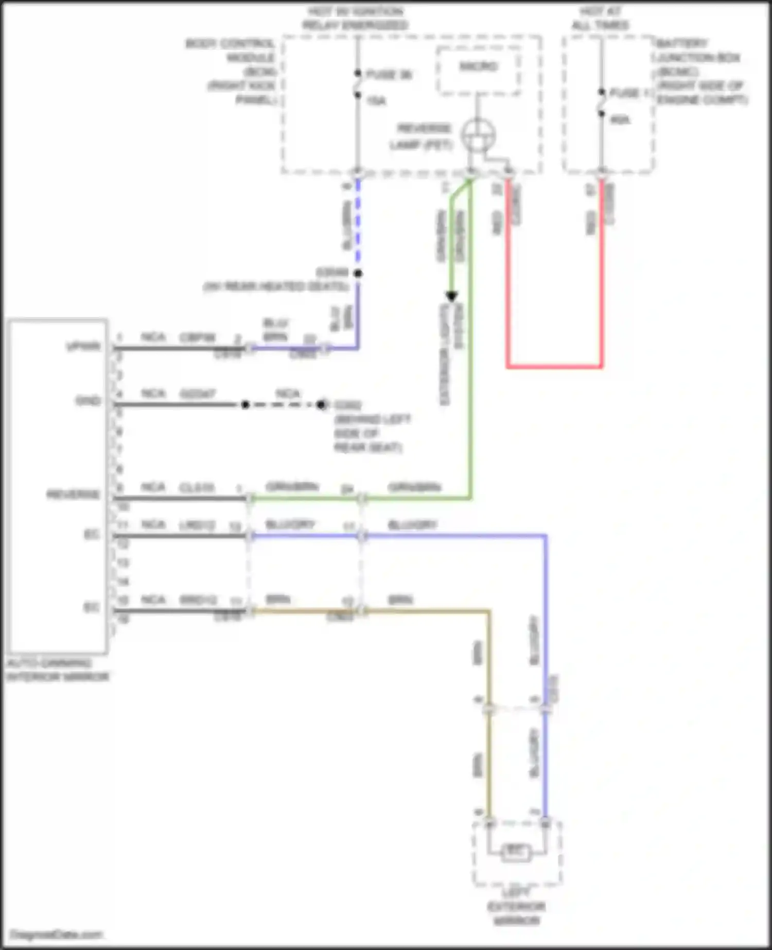 Wiring diagram left exterior mirror for Ford F-150 XIV (2020-2024) (4 of 9)