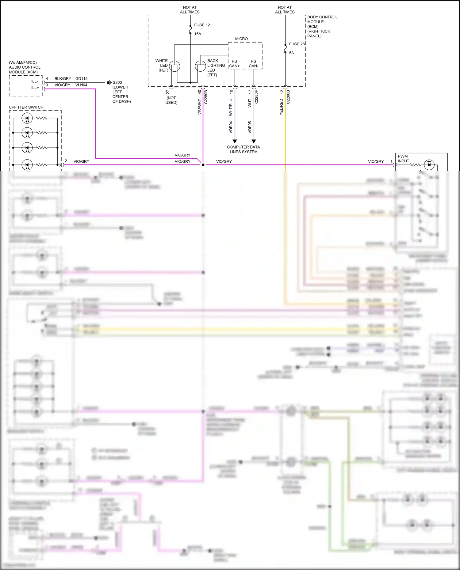 Ford F-250 XIII (2015-2017) center stack switch assembly wiring diagram  (3 of 5)
