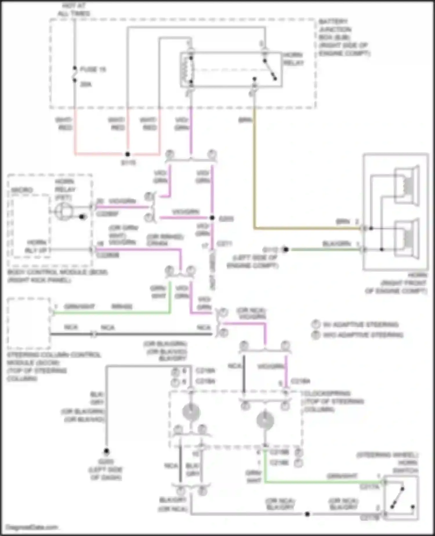 Wiring diagram horn relay for Ford F-350 XIV (2017-2020) (1 of 2)