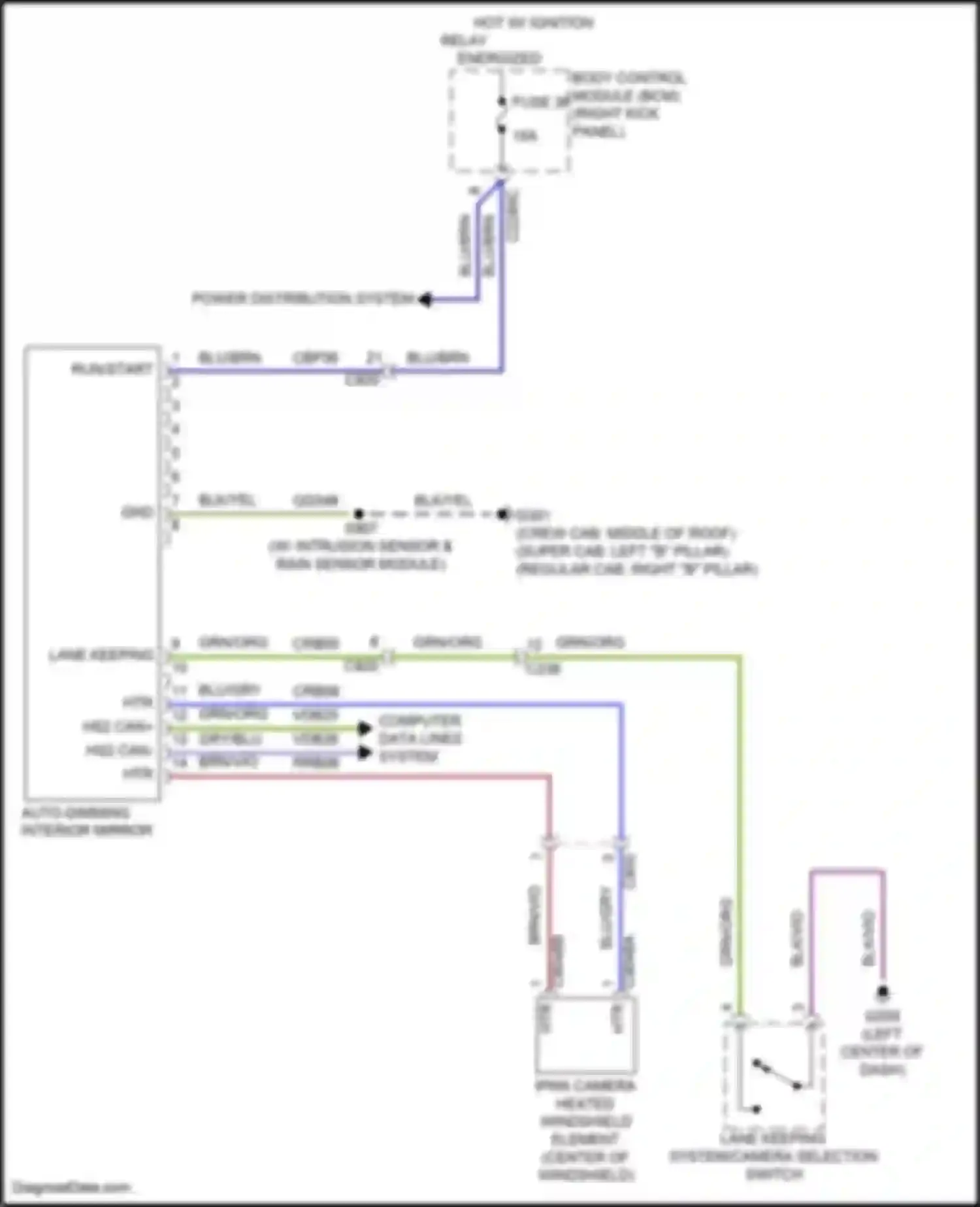 Wiring diagram lane keeping system/camera selection switch for Ford F-350 XIV (2017-2020) (1 of 1)