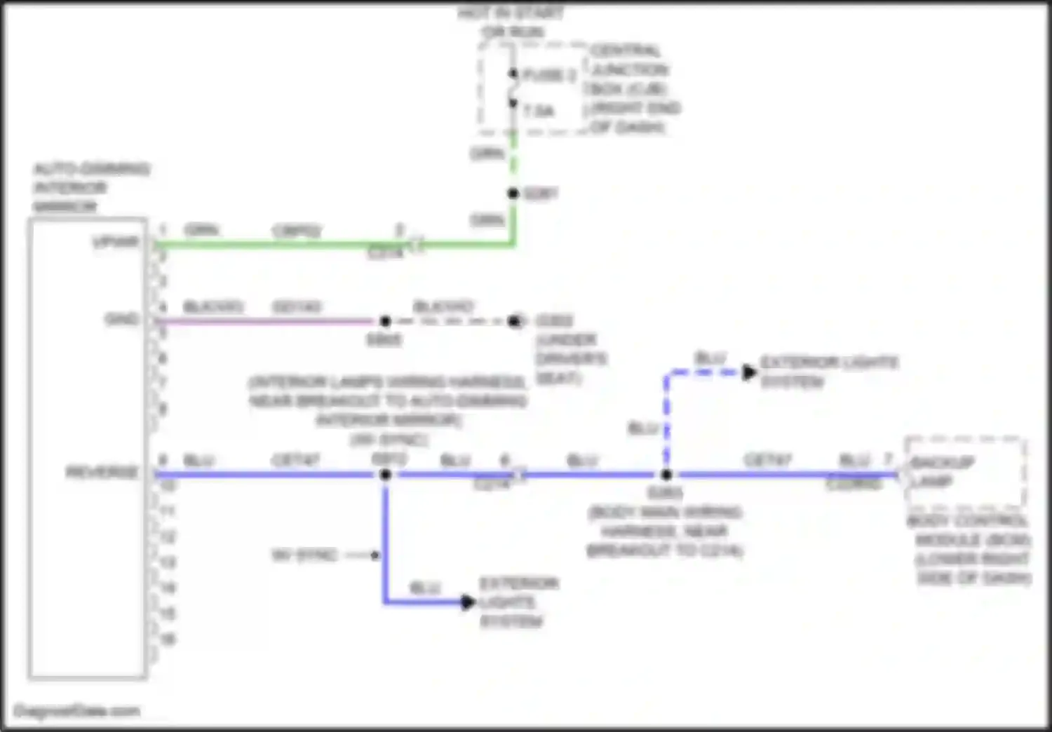 Wiring diagram backup lamp for Ford Fiesta ST VII (2018-2021) (2 of 3)