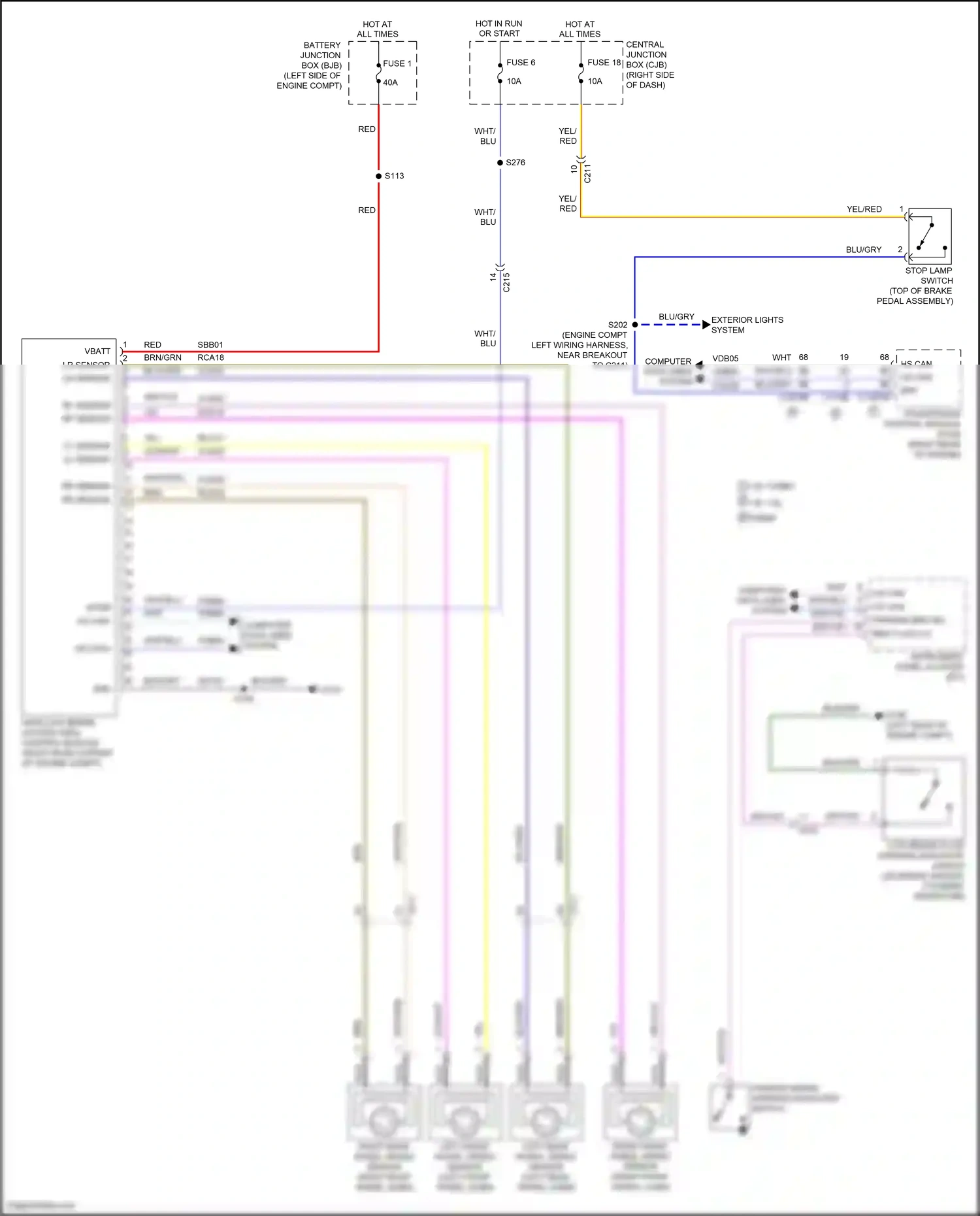 Wiring diagram left front wheel speed sensor for Ford Fiesta Mk6 facelift (2012-2019) (2 of 2)