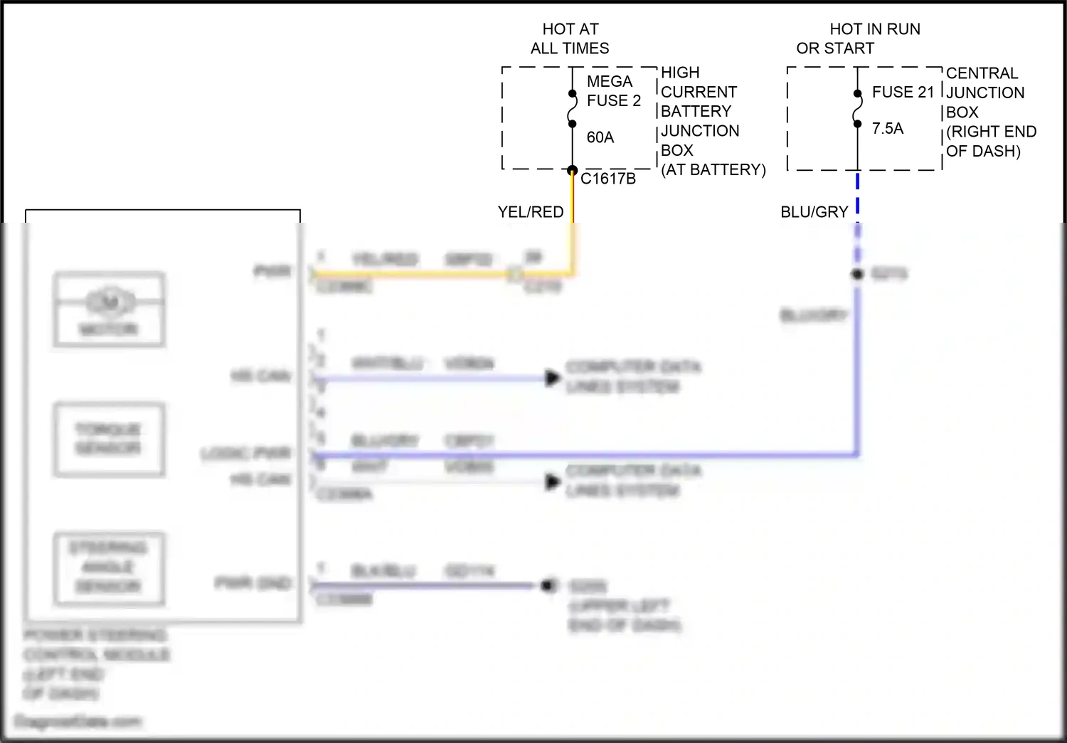 Wiring diagram steering angle sensor for Ford Fiesta Mk6 facelift (2012-2019) (1 of 1)