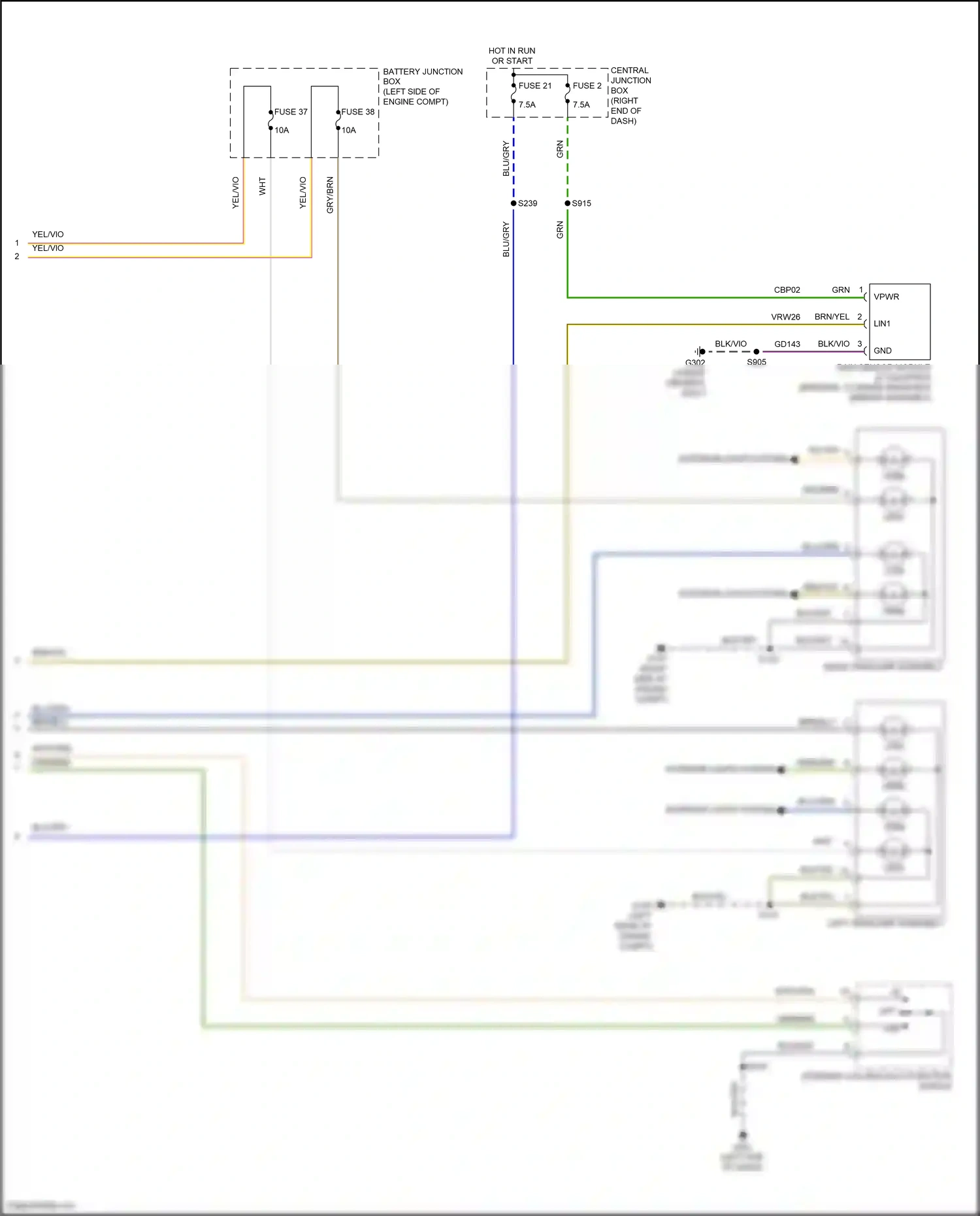 Wiring diagram steering column multi-function switch for Ford Fiesta Mk6 facelift (2012-2019) (2 of 6)