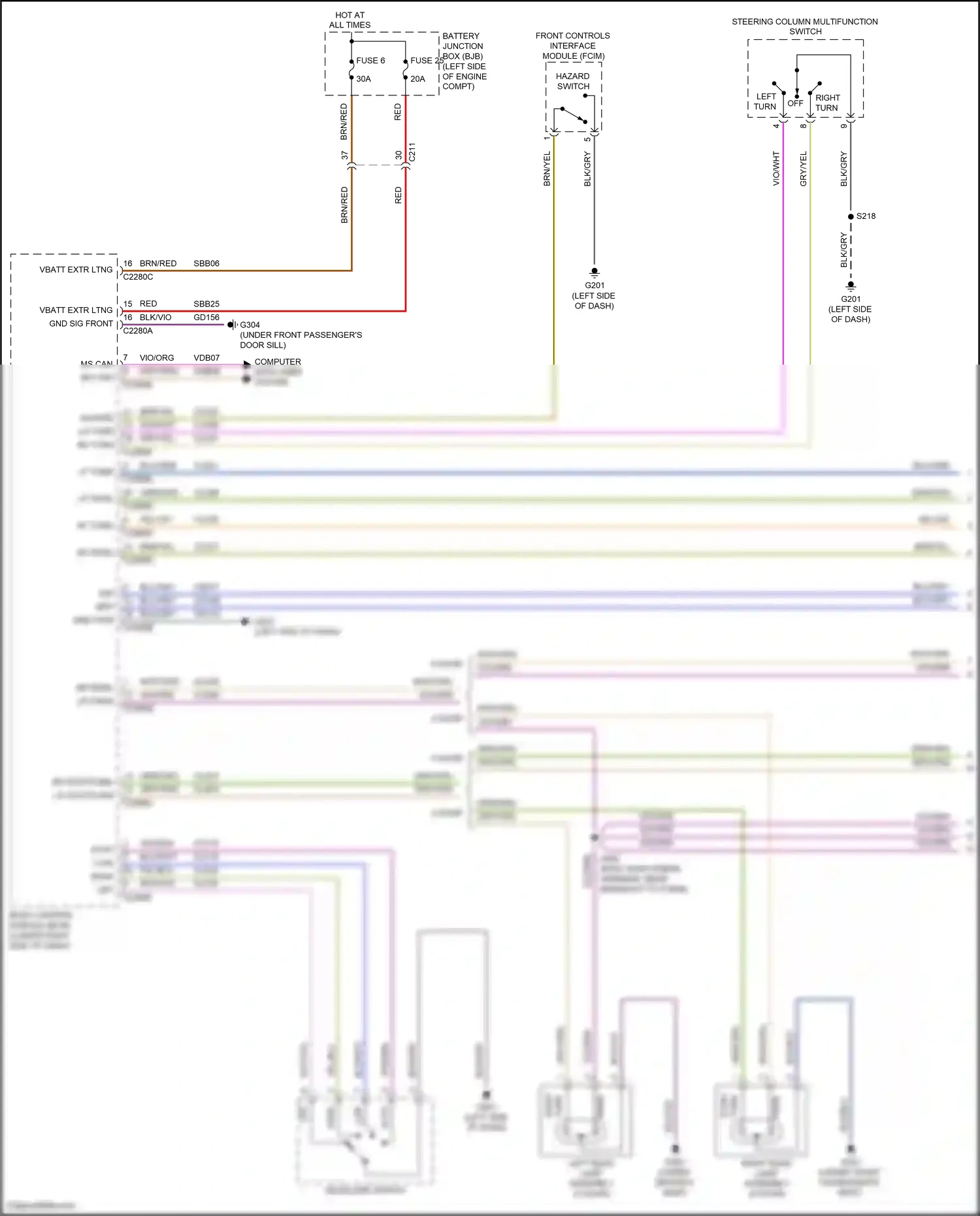 Wiring diagram steering column multifunction switch for Ford Fiesta Mk6 facelift (2012-2019) (1 of 2)