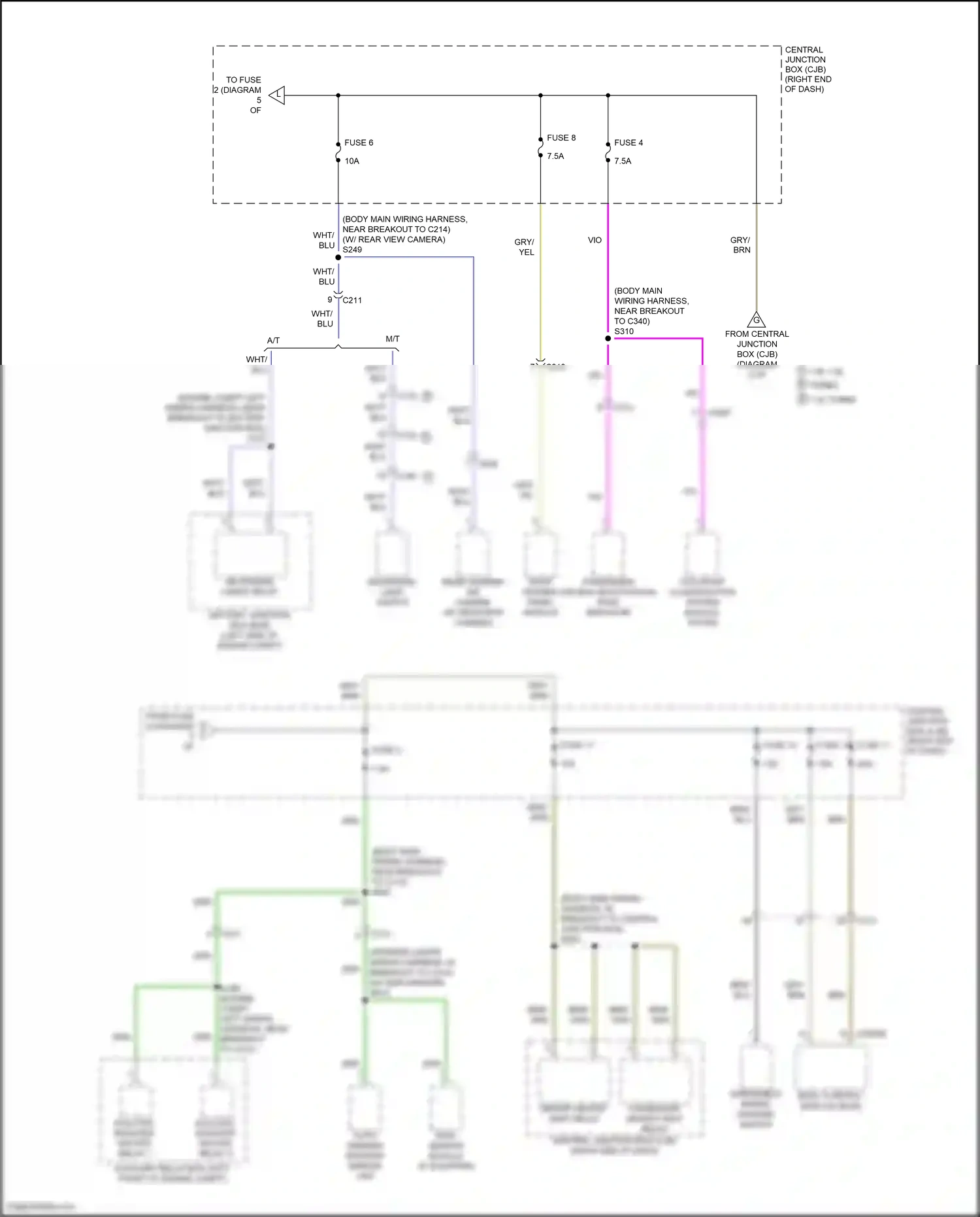 Wiring diagram windshield wiper/ washer switch for Ford Fiesta Mk6 facelift (2012-2019) (2 of 2)