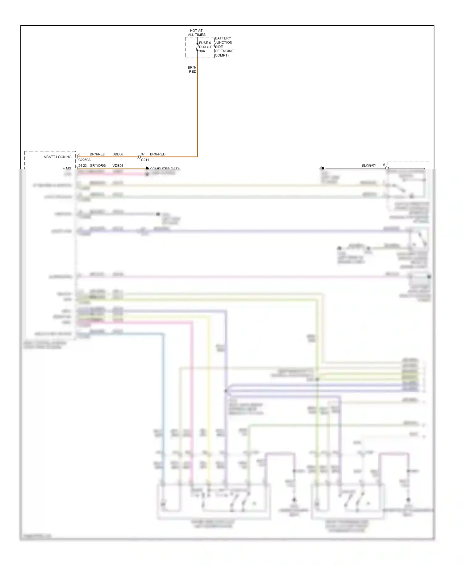 Wiring diagram door lock control switch for Ford Fiesta Mk6 (2008-2013) (2 of 4)