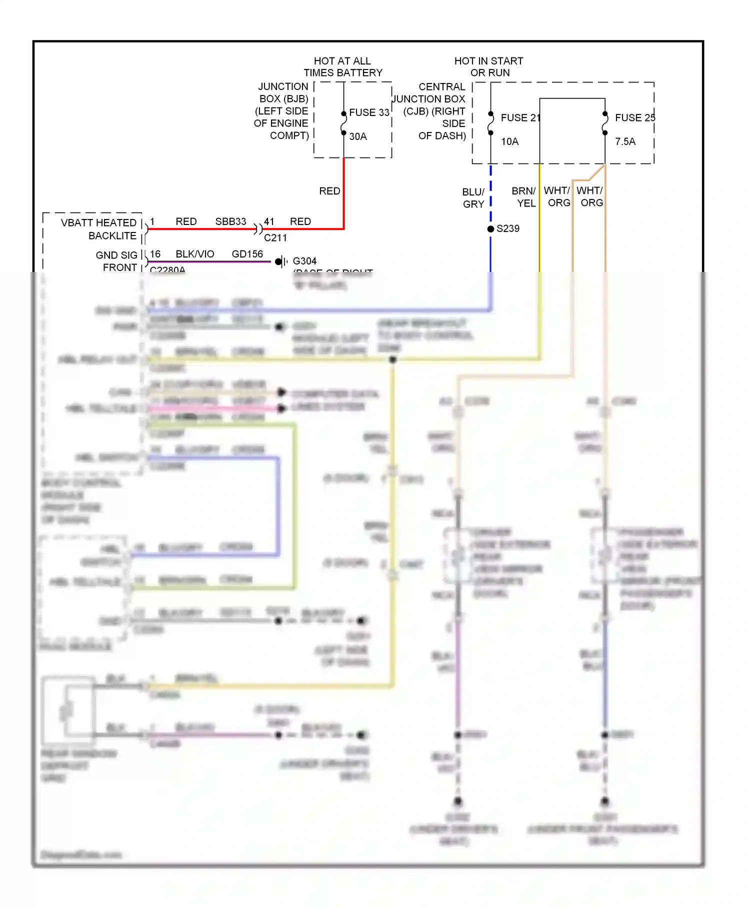 Wiring diagram hbl switch for Ford Fiesta Mk6 (2008-2013) (1 of 2)