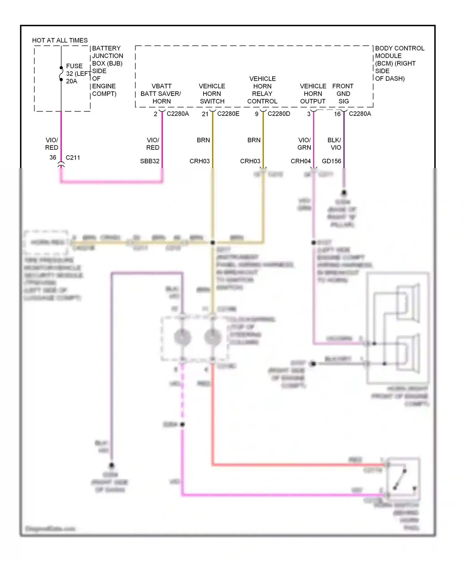 Wiring diagram horn req for Ford Fiesta Mk6 (2008-2013) (1 of 2)