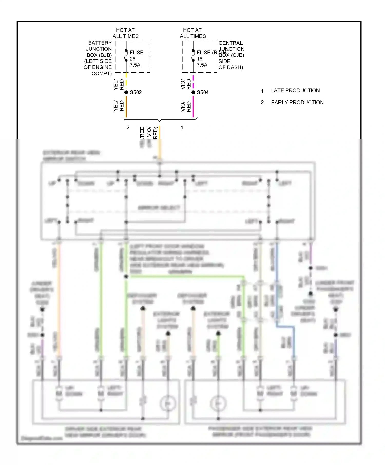 Wiring diagram mirror select for Ford Fiesta Mk6 (2008-2013) (1 of 1)