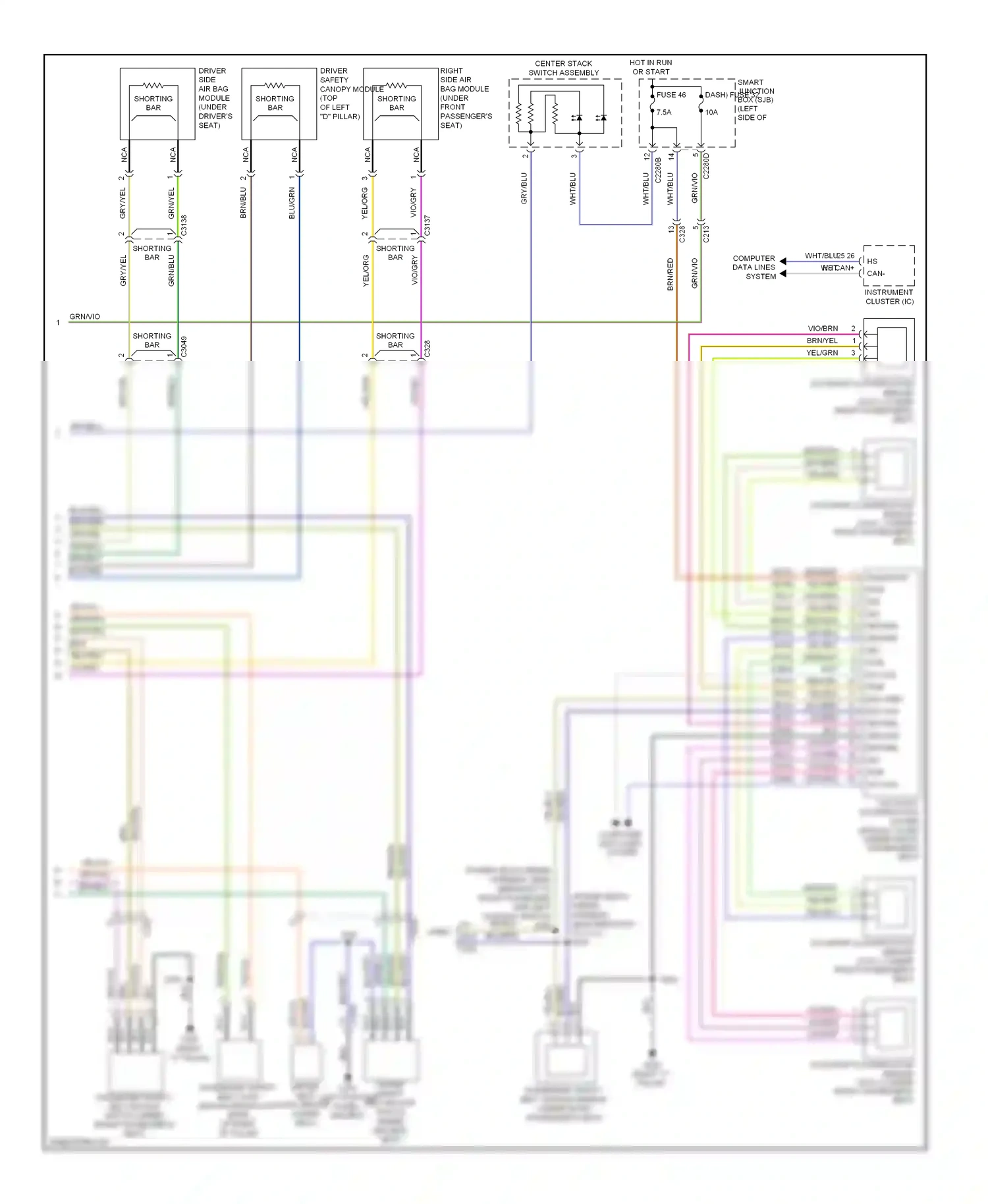 Ford Flex I (2008-2013) driver seat (left position kick sensor panel) (under driver's seat) wiring diagram  (1 of 1)