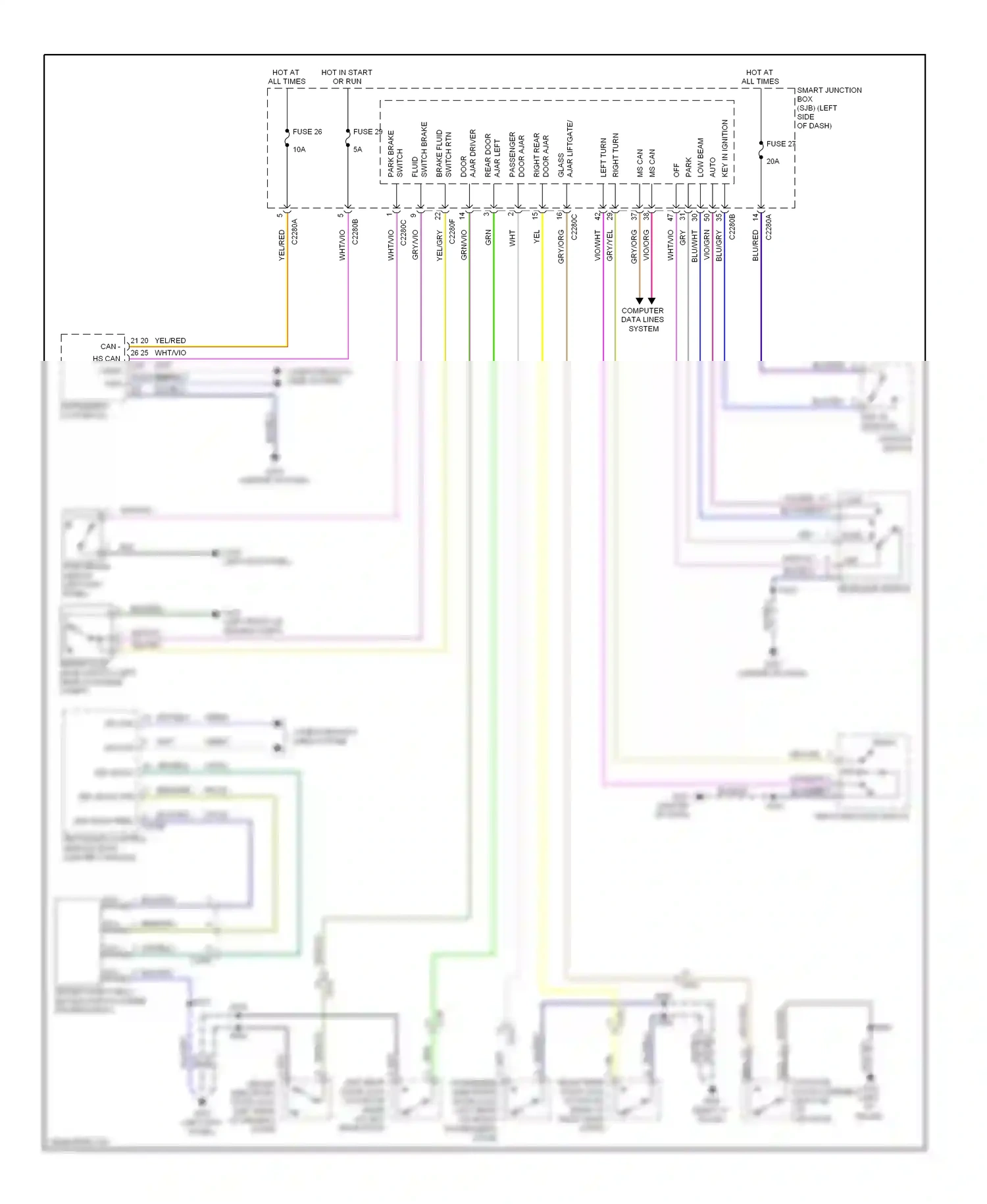 Ford Flex I (2008-2013) restraints control module (rcm) (center console) wiring diagram  (3 of 4)
