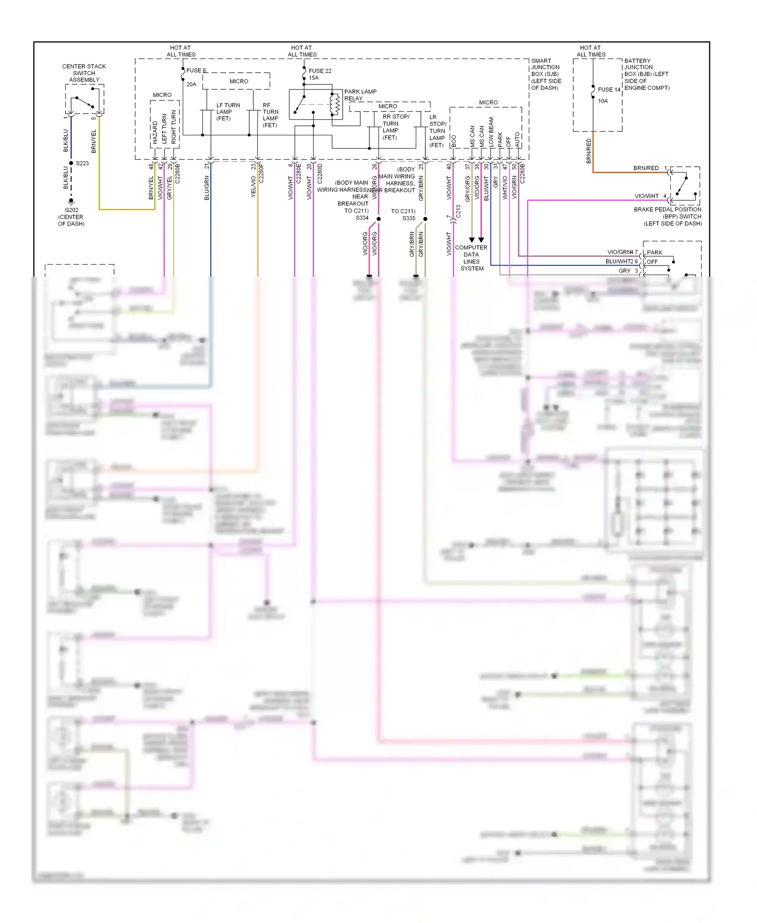 Ford Flex I (2008-2013) turn wiring diagram  (1 of 1)