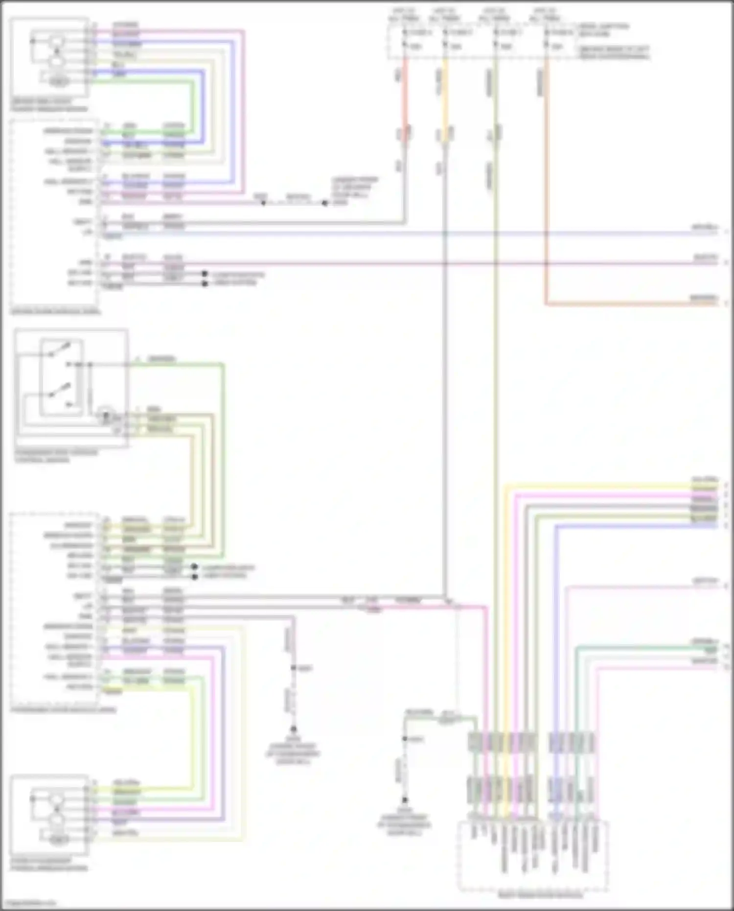 Wiring diagram front passenger power window motor for Ford Focus RS III (2016-2018) (1 of 2)