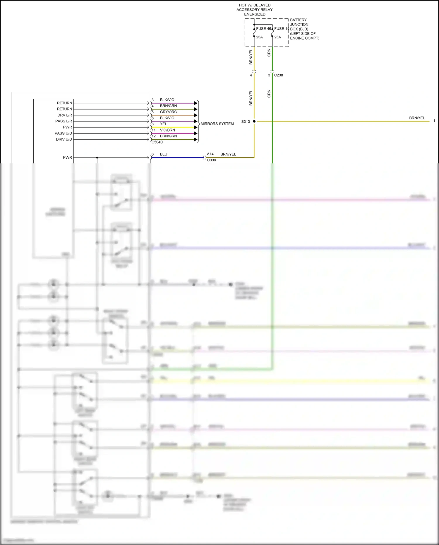 Ford Focus ST III facelift (2015-2018) master window control switch wiring diagram  (10 of 28)