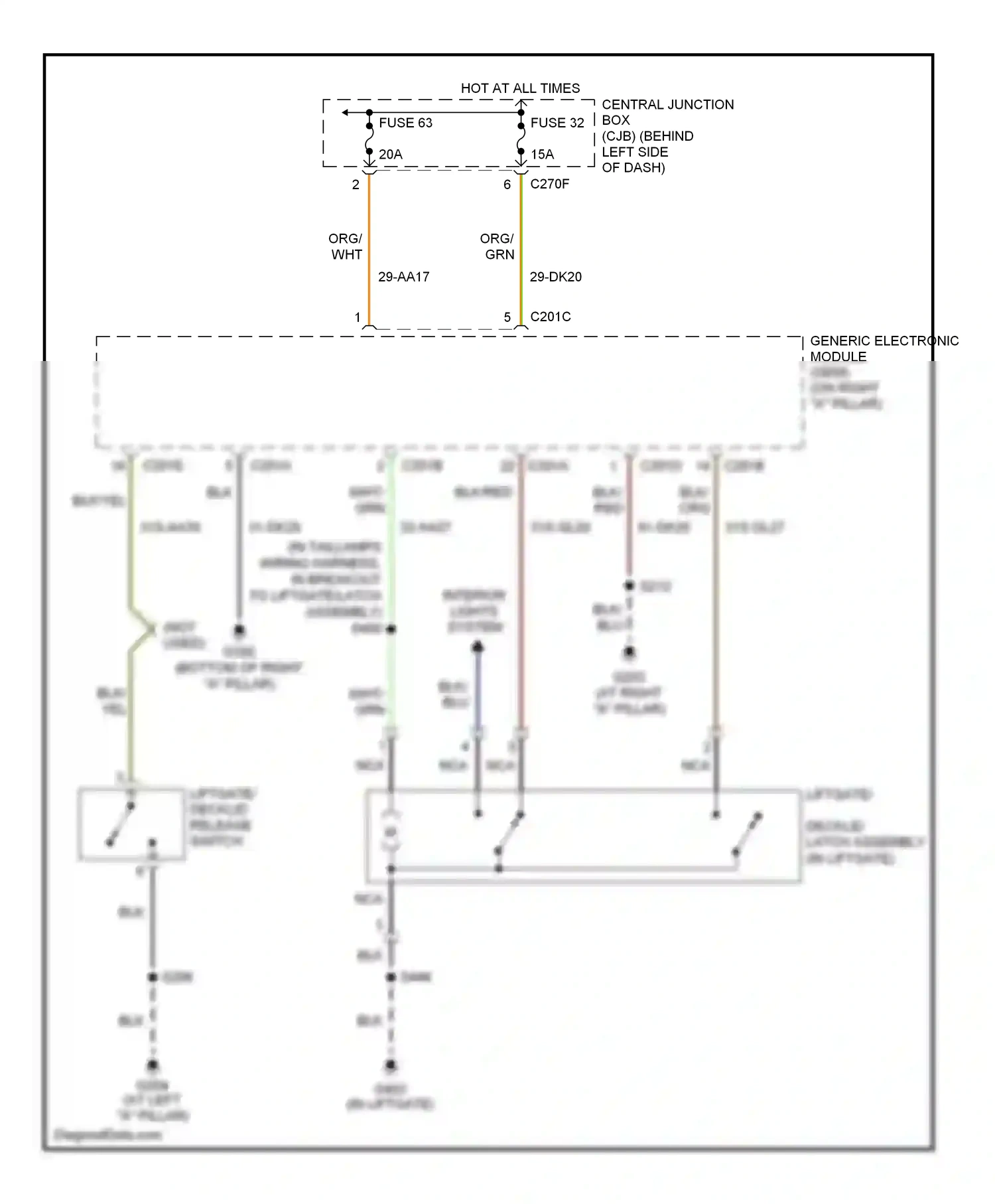 Wiring diagram blk/yel for Ford Focus I facelift (2001-2007) (19 of 23)