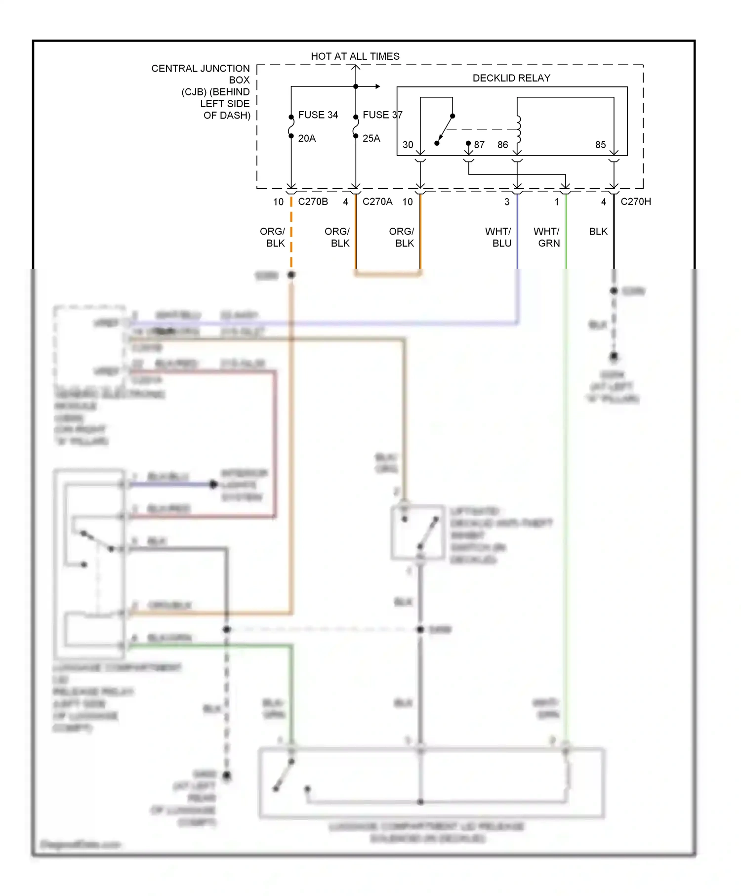 Wiring diagram blu for Ford Focus I facelift (2001-2007) (36 of 38)