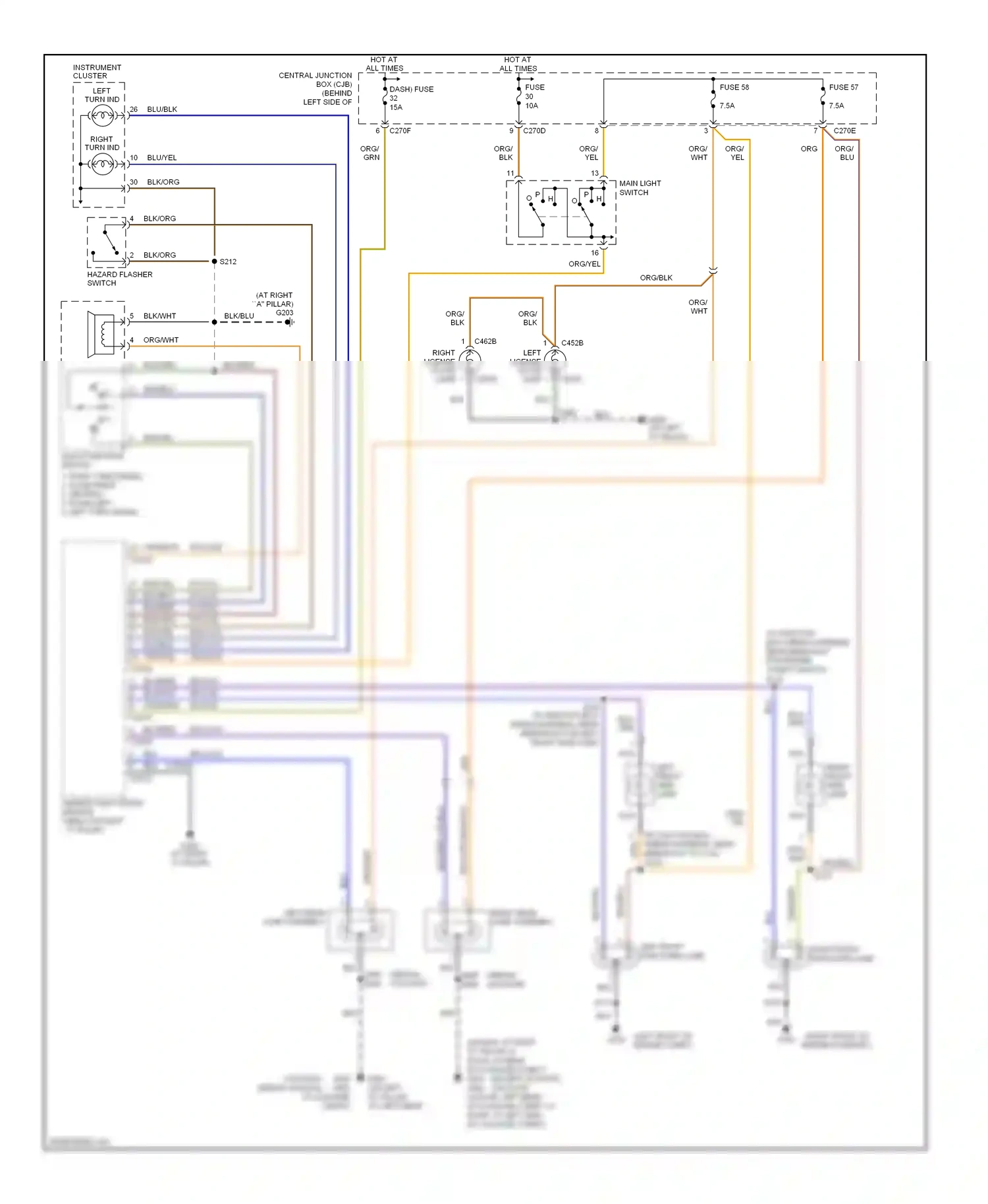 Wiring diagram blu/org for Ford Focus I facelift (2001-2007) (1 of 1)