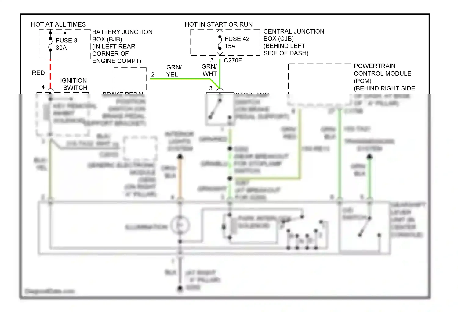 Wiring diagram grn/wht for Ford Focus I facelift (2001-2007) (16 of 18)