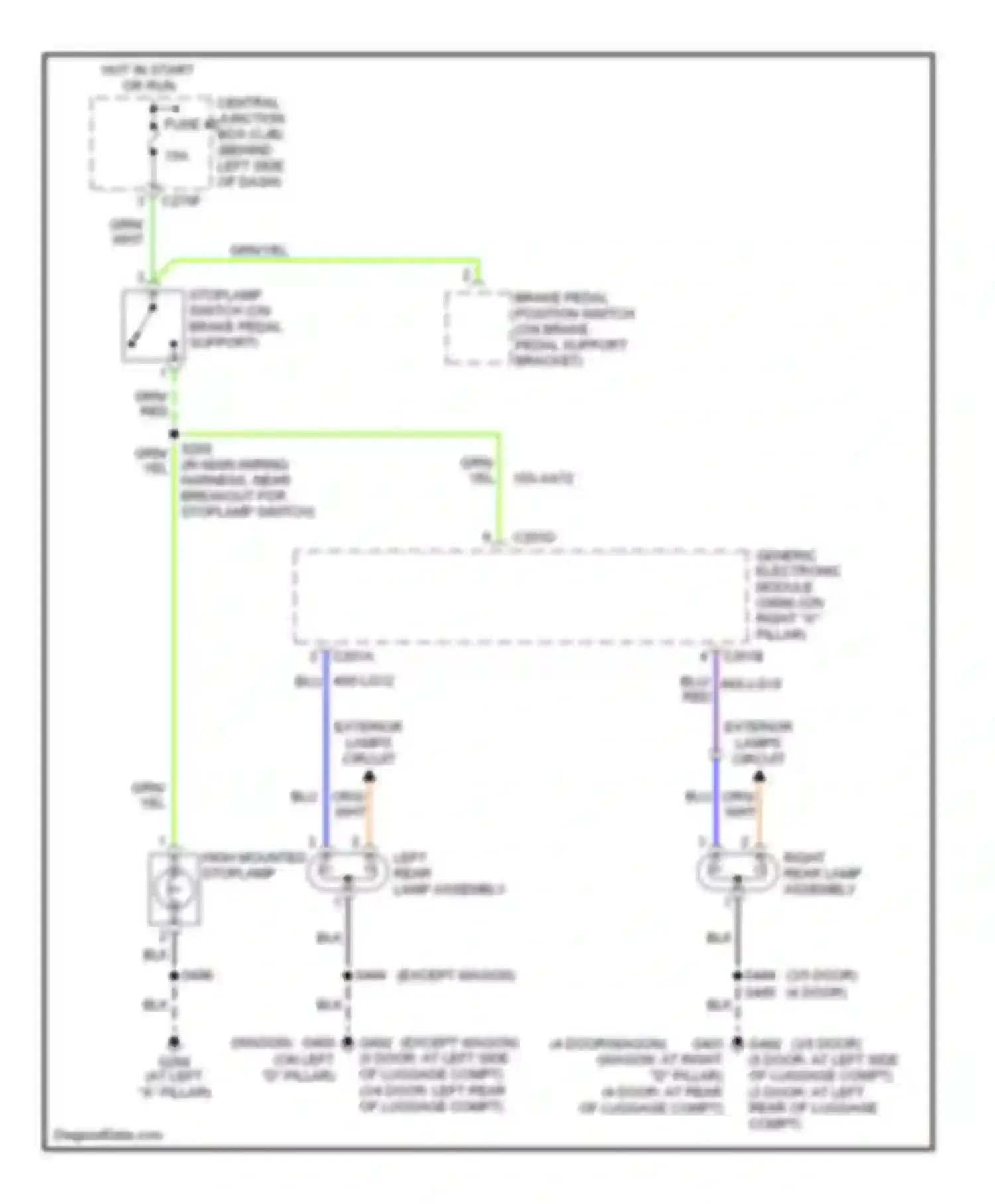 Wiring diagram left rear lamp assembly for Ford Focus I facelift (2001-2007) (4 of 4)