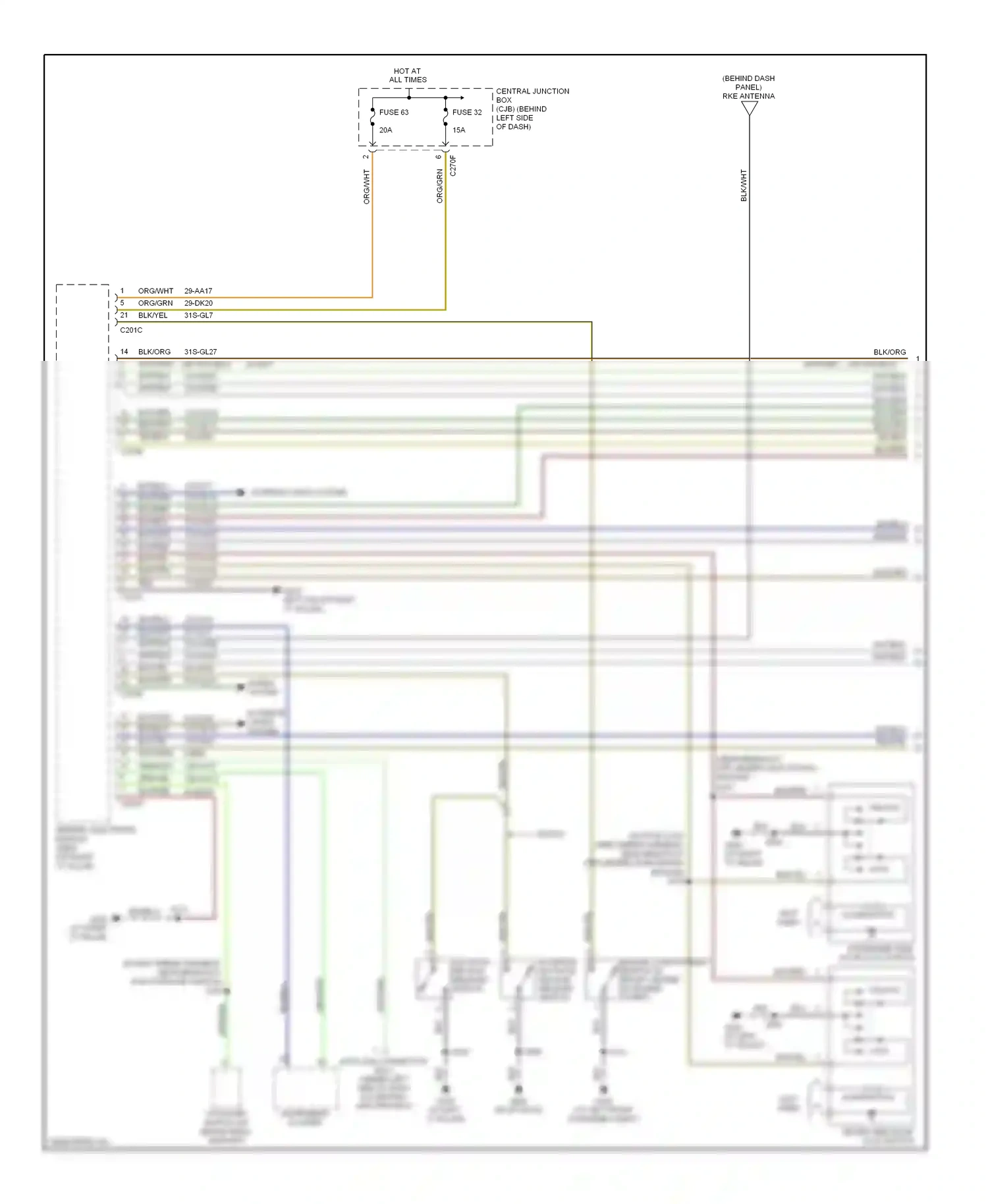 Ford Focus I facelift (2001-2007) lock wiring diagram  (1 of 7)