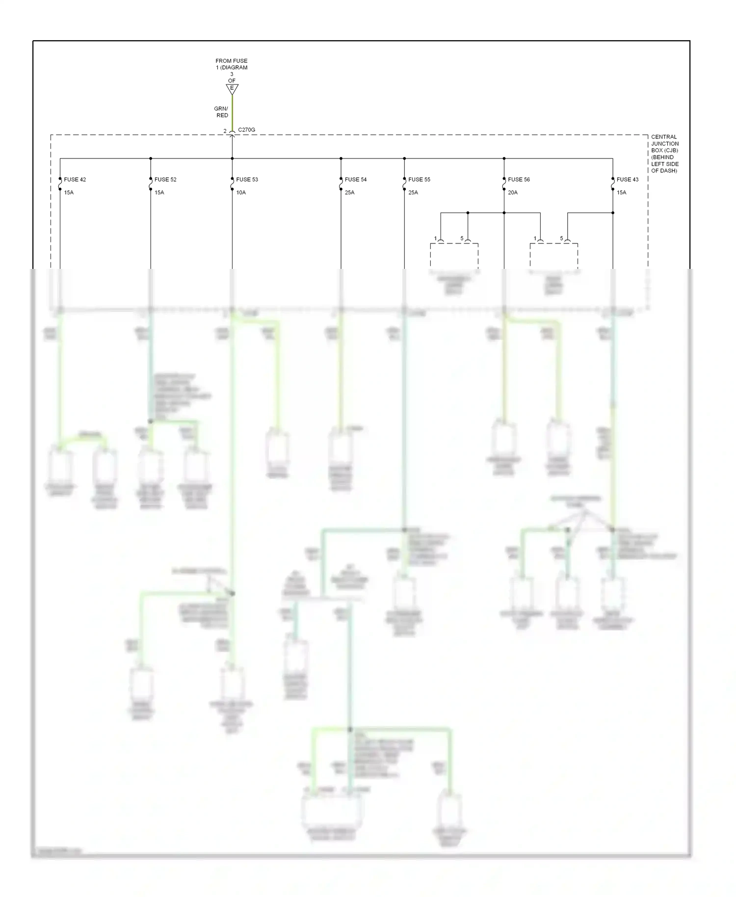 Wiring diagram roof opening panel unit for Ford Focus I facelift (2001-2007) (2 of 2)