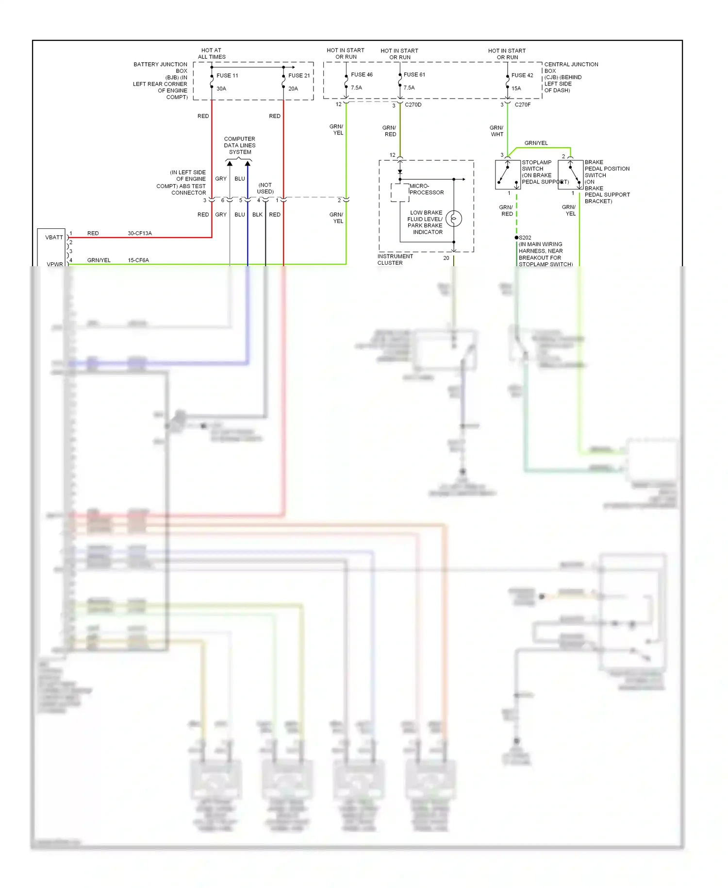Ford Focus I facelift (2001-2007) vbatt wiring diagram  (2 of 3)
