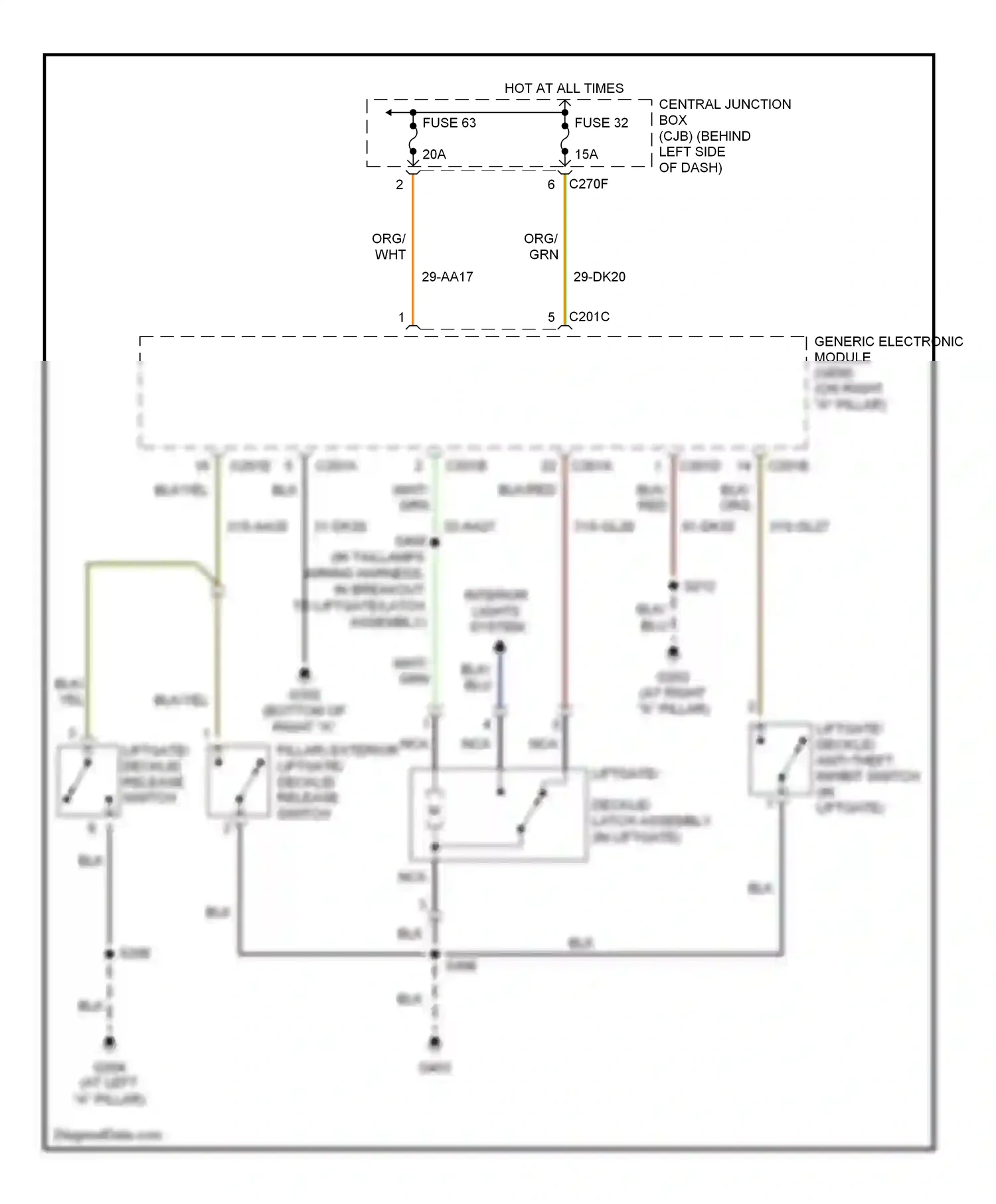 Wiring diagram yel for Ford Focus I facelift (2001-2007) (33 of 34)