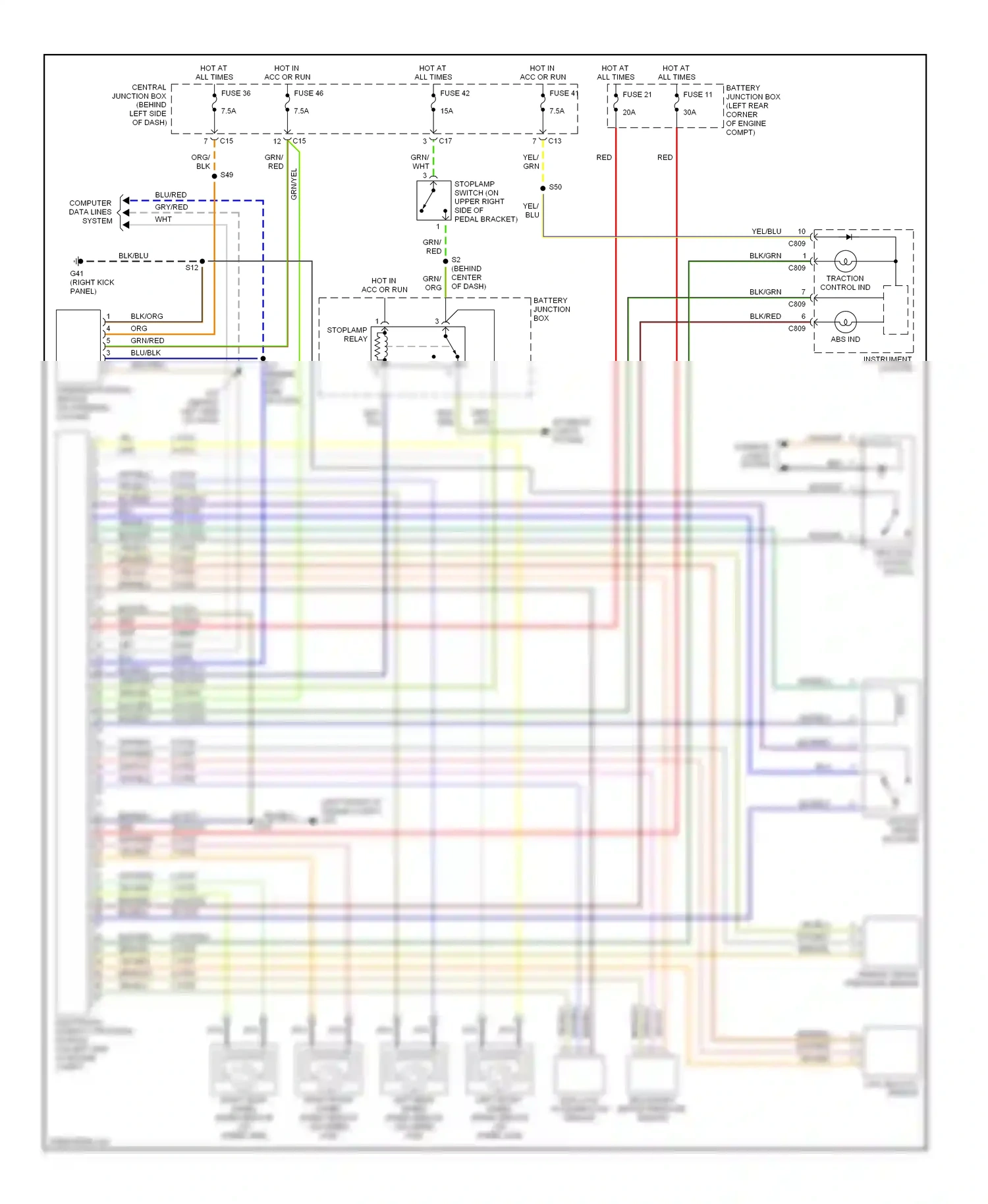 Wiring diagram brn/yel for Ford Focus I (1998-2004) (1 of 10)
