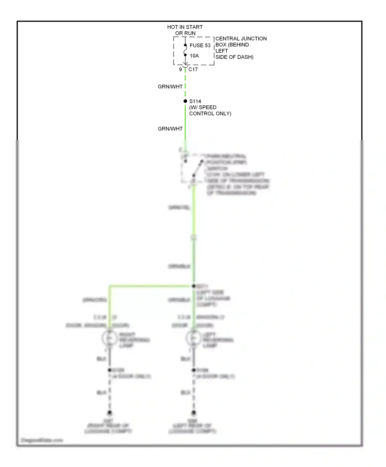Wiring diagram fuse 53 for Ford Focus I (1998-2004) (1 of 4)