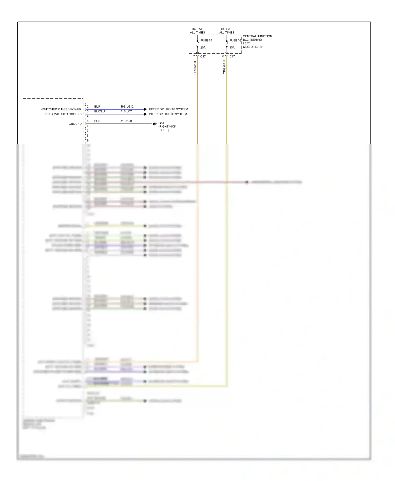 Ford Focus I (1998-2004) generic electronic module (on left "a" pillar) wiring diagram  (1 of 2)