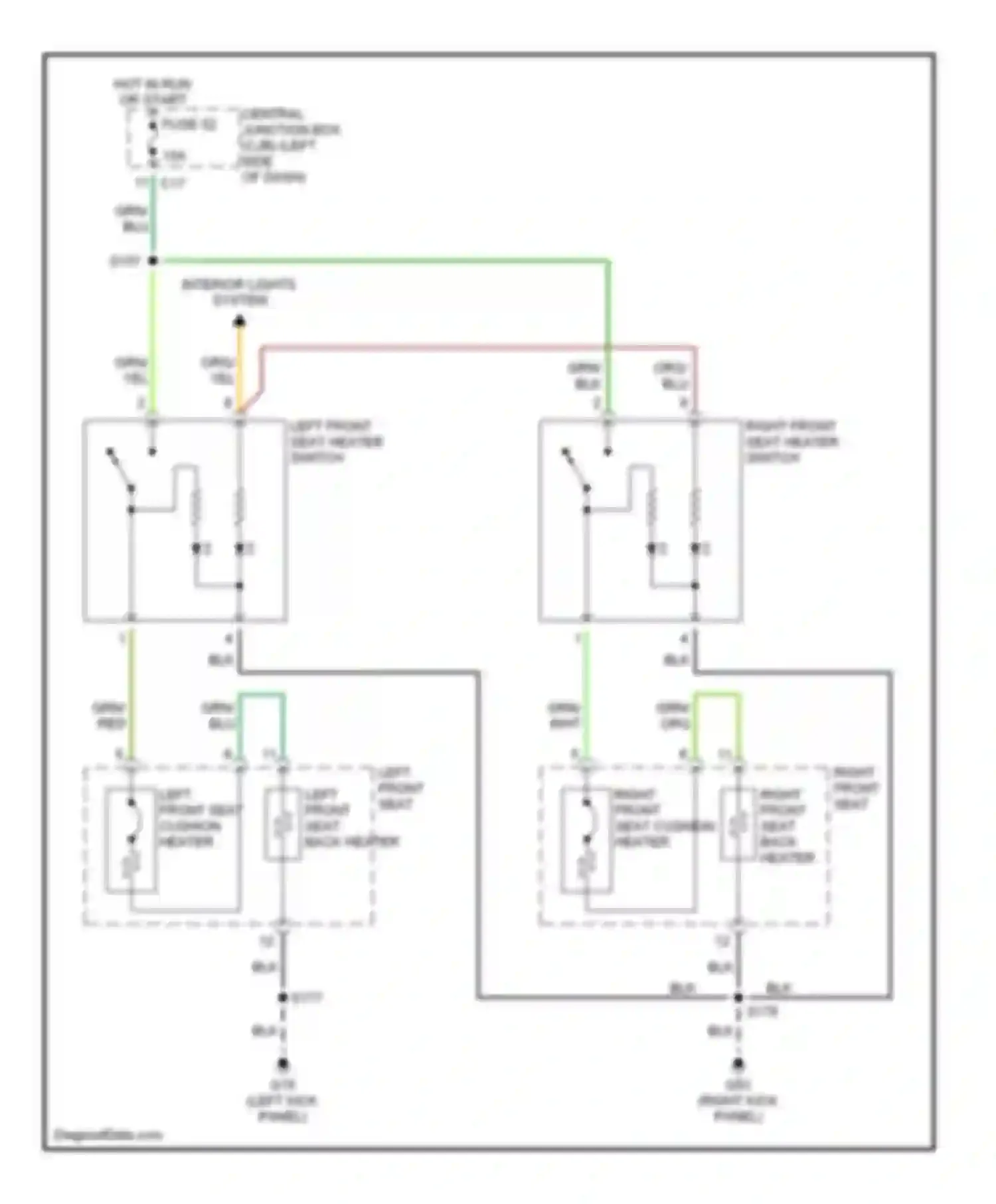 Wiring diagram left front seat back heater for Ford Focus I (1998-2004) (1 of 1)