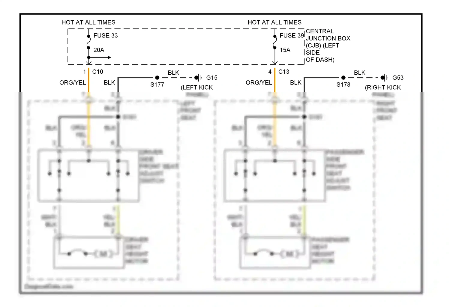 Ford Focus I (1998-2004) (left kick panel) wiring diagram  (15 of 20)
