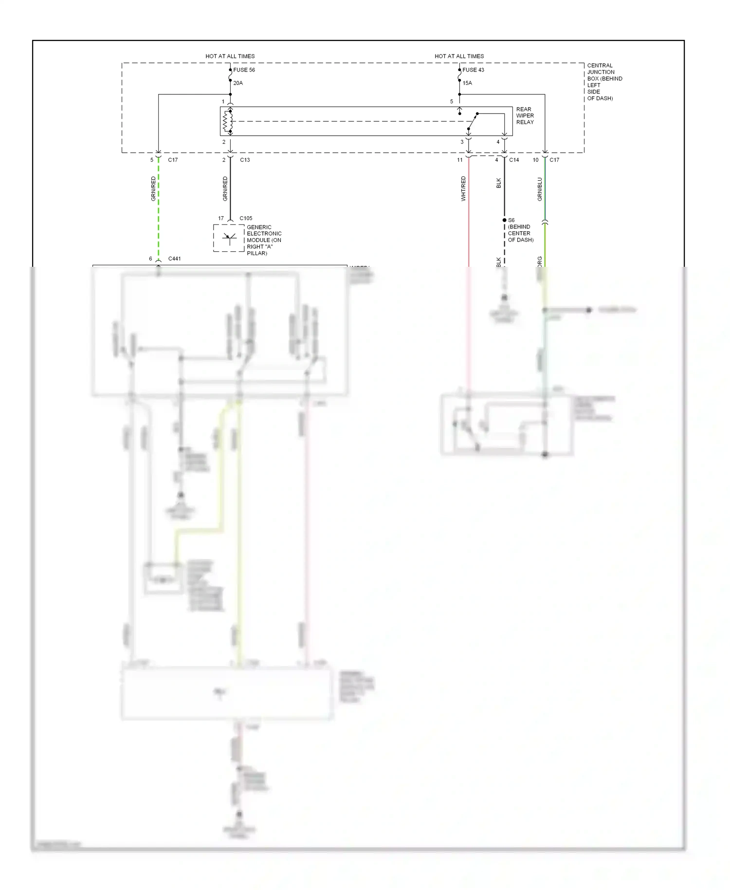 Ford Focus I (1998-2004) (left kick panel) wiring diagram  (17 of 20)