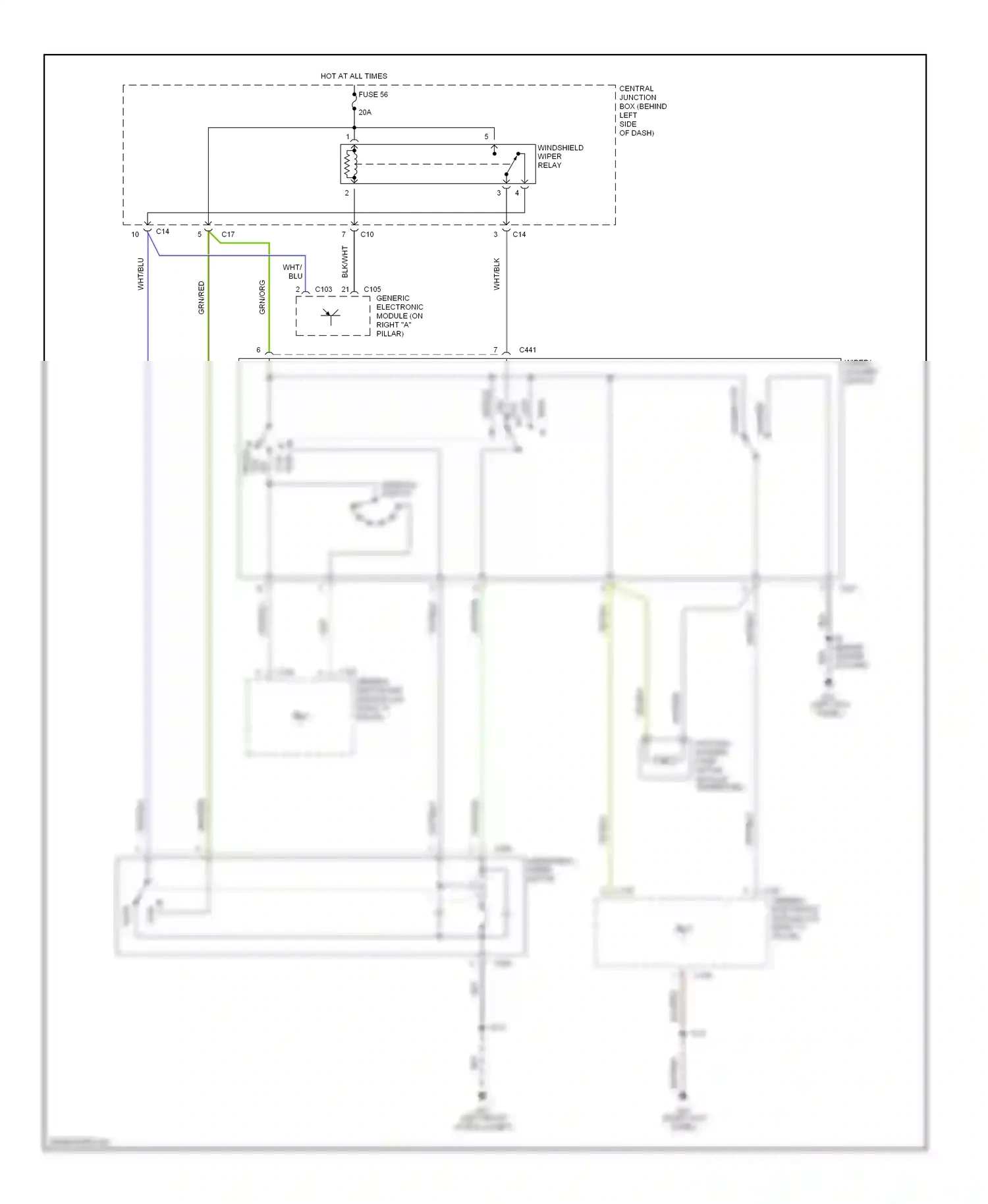 Ford Focus I (1998-2004) (left kick panel) wiring diagram  (12 of 20)