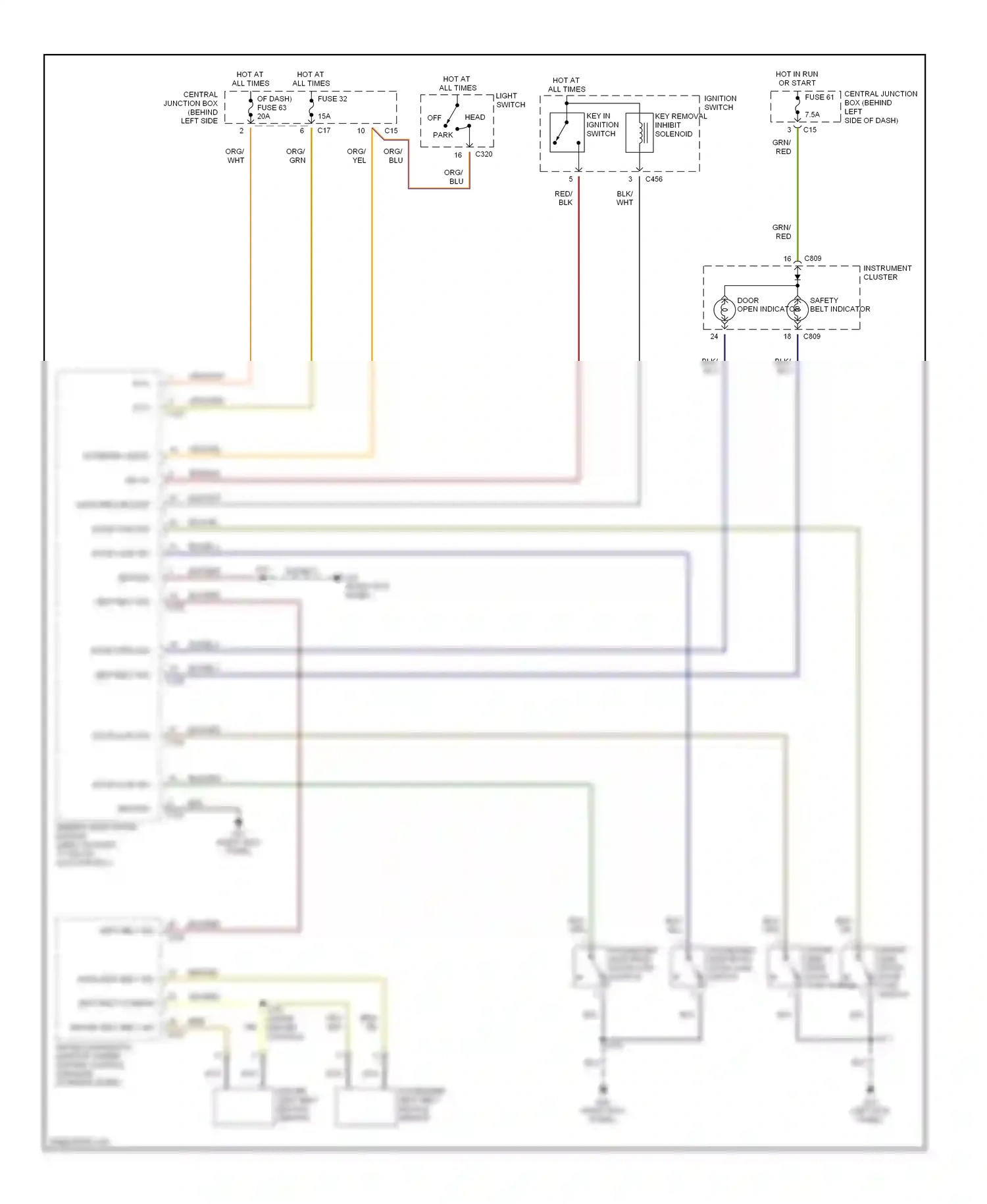 Ford Focus I (1998-2004) (left kick panel) wiring diagram  (20 of 20)