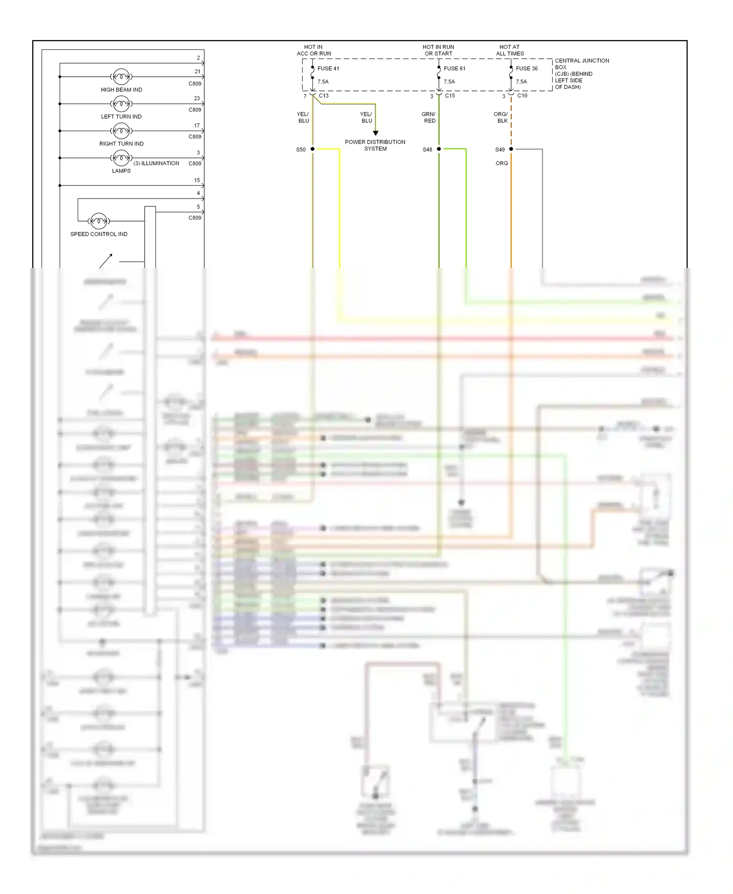 Ford Focus I (1998-2004) speedometer wiring diagram  (1 of 2)