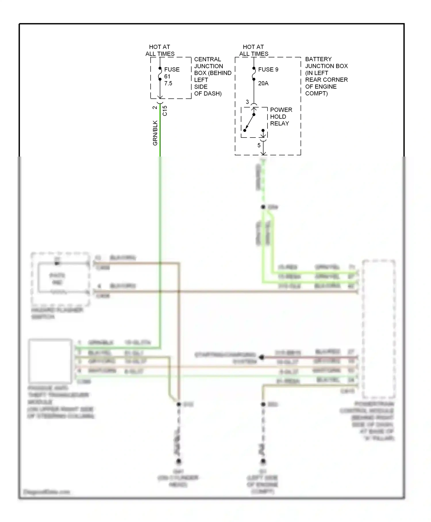 Wiring diagram starting/charging system for Ford Focus I (1998-2004) (1 of 3)