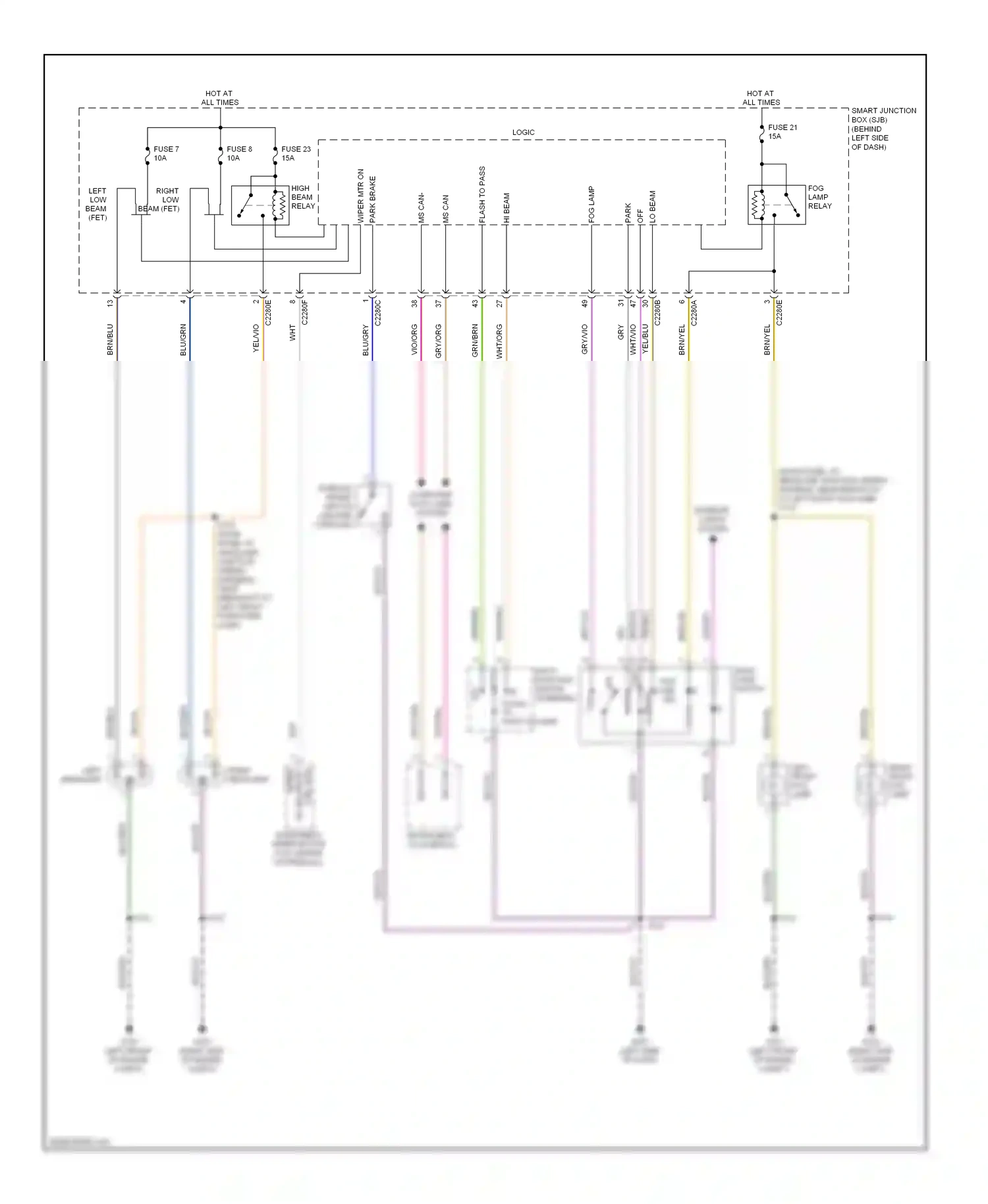 Wiring diagram brn/yel for Ford Focus II facelift (2007-2011) (14 of 28)