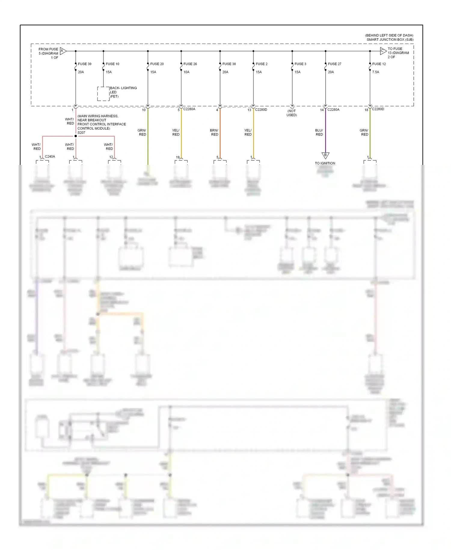 Ford Focus II facelift (2007-2011) control switch (coupe) wiring diagram  (1 of 1)