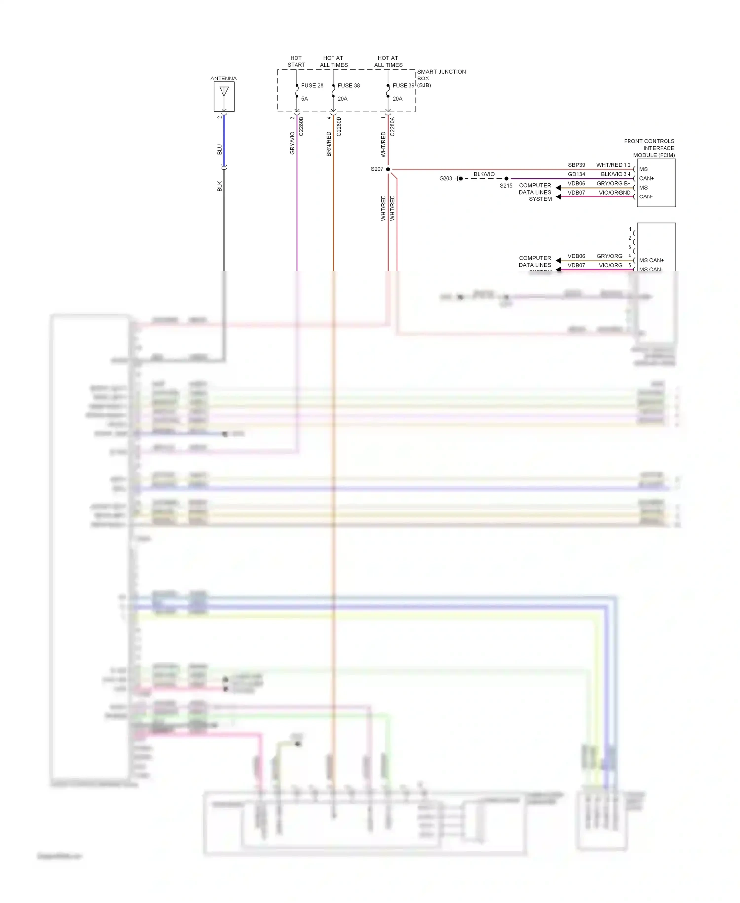 Ford Focus II facelift (2007-2011) front controls interface module (fcim) wiring diagram  (1 of 2)
