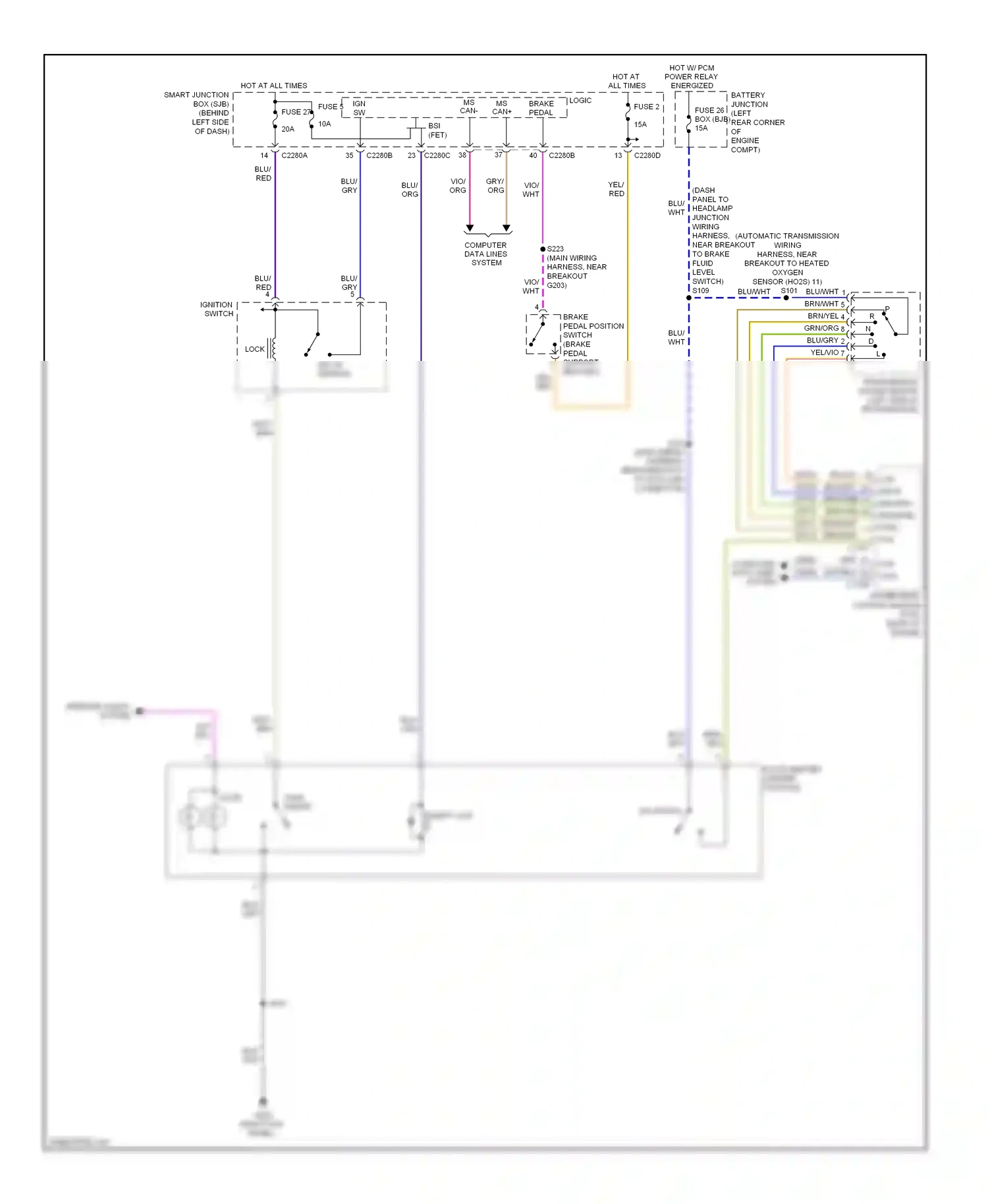 Ford Focus II facelift (2007-2011) lock wiring diagram  (2 of 2)