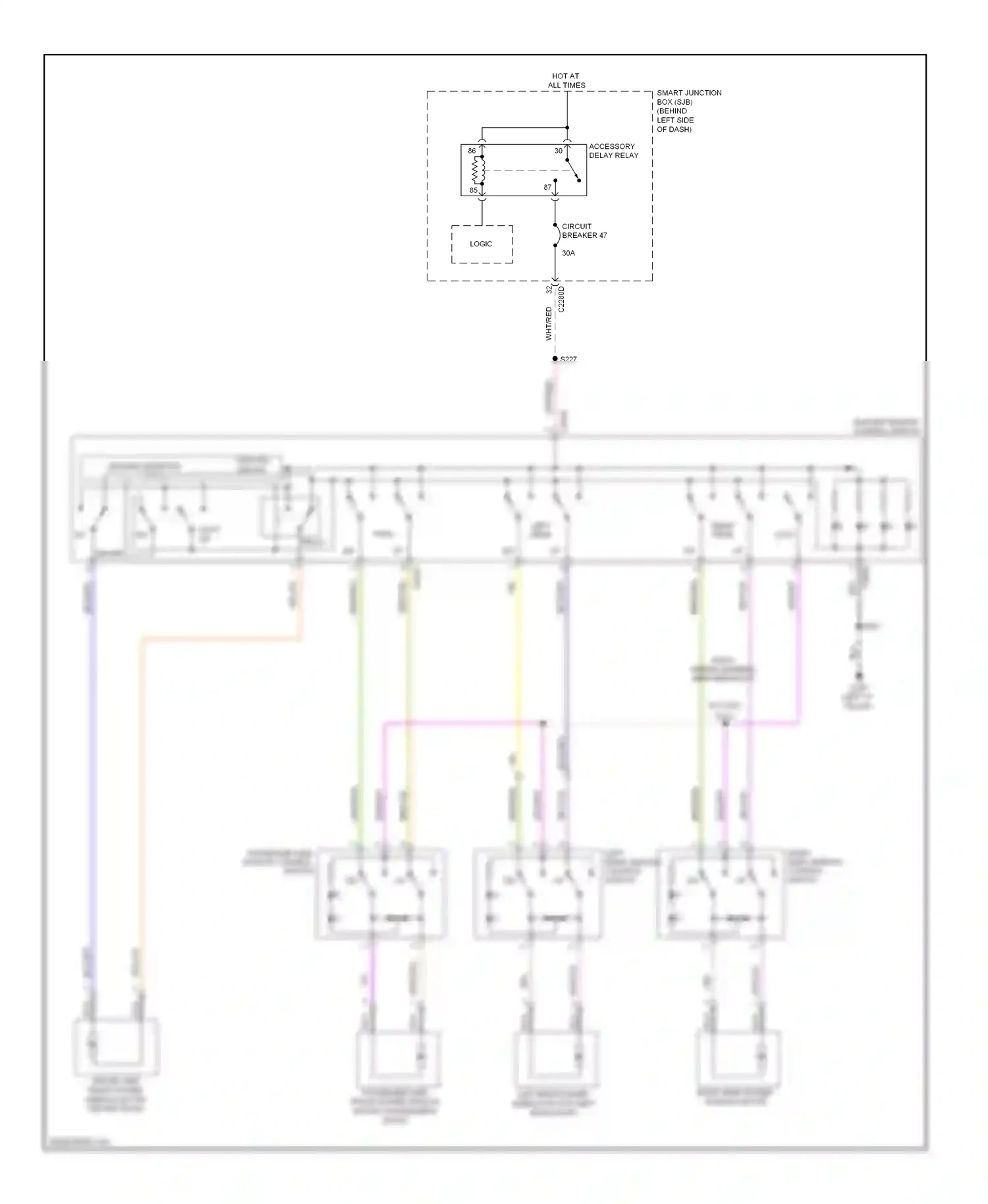 Ford Focus II facelift (2007-2011) lock wiring diagram  (1 of 2)