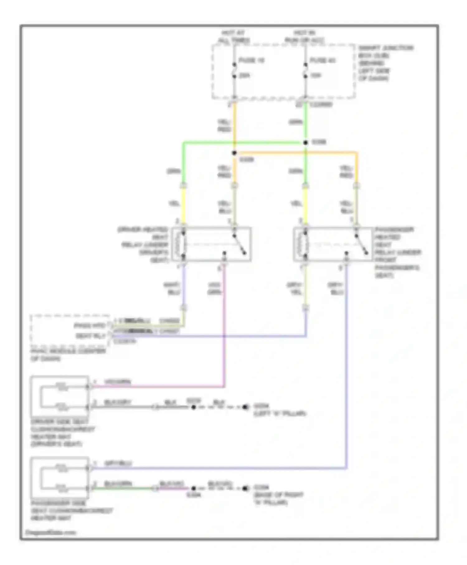 Wiring diagram passenger side seat cushion/backrest heater mat for Ford Focus II facelift (2007-2011) (1 of 1)