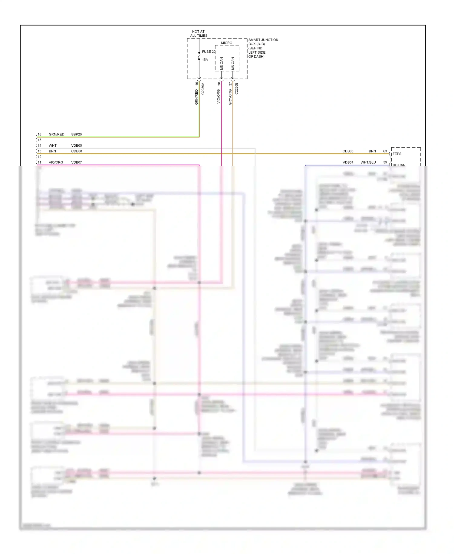 Ford Focus II facelift (2007-2011) restraints control module (rcm) wiring diagram  (1 of 2)