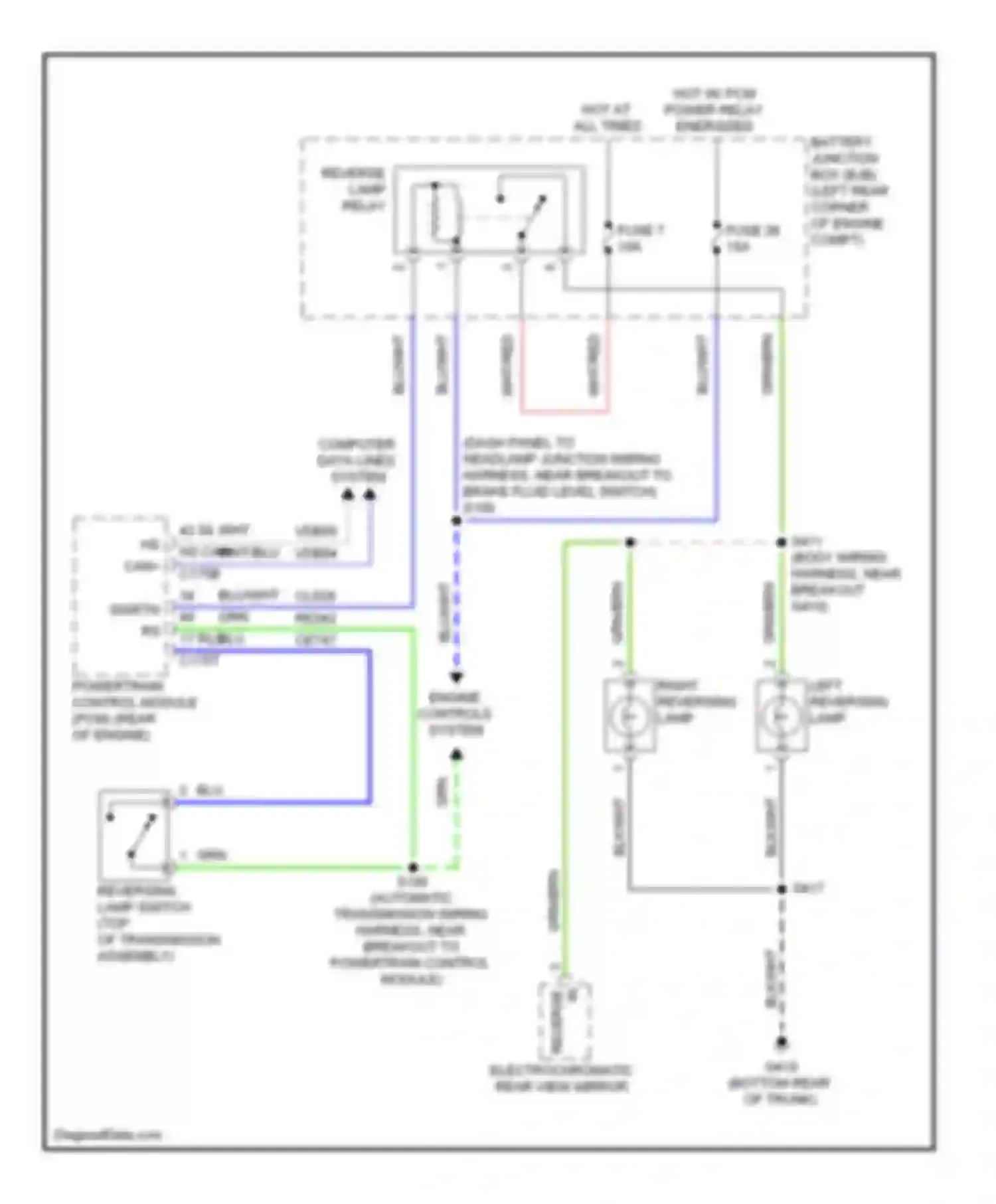 Wiring diagram reverse lamp relay for Ford Focus II facelift (2007-2011) (2 of 5)