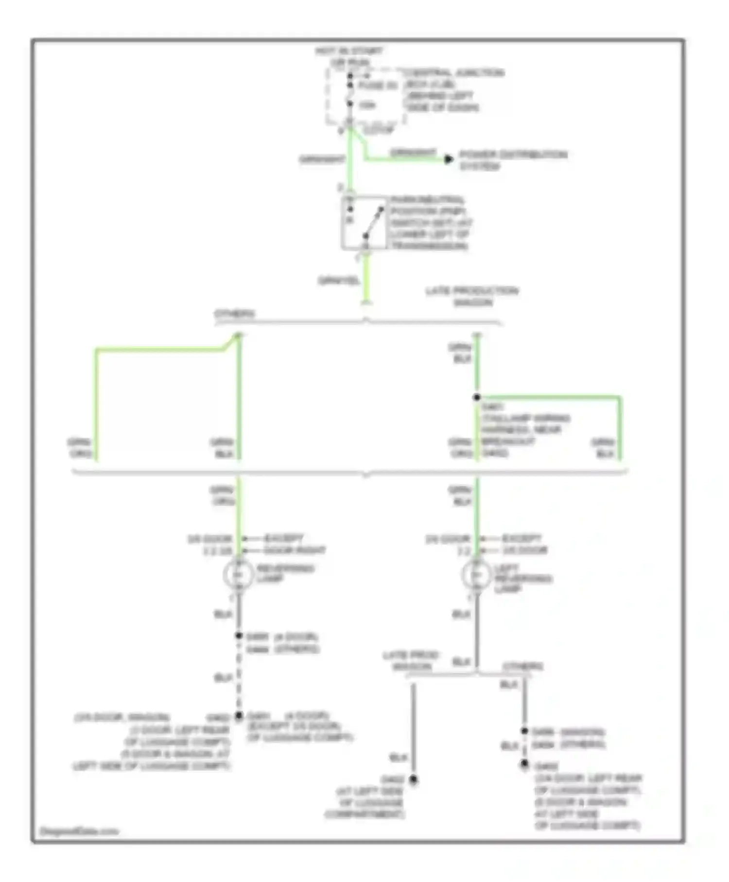 Wiring diagram except 3/5 door 3 2 3/5 door right reversing lamp for Ford Focus II (2005-2008) (2 of 2)