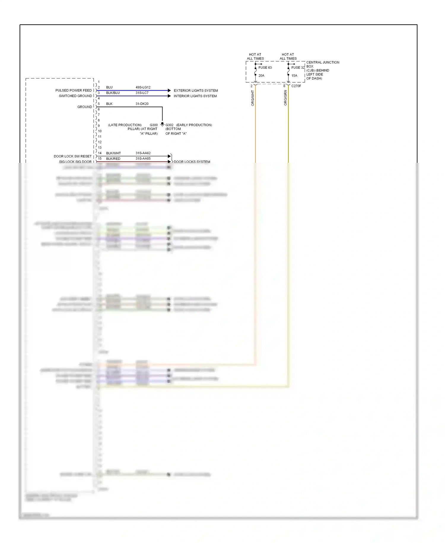 Wiring diagram exterior lights system interior lights system for Ford Focus II (2005-2008) (1 of 1)