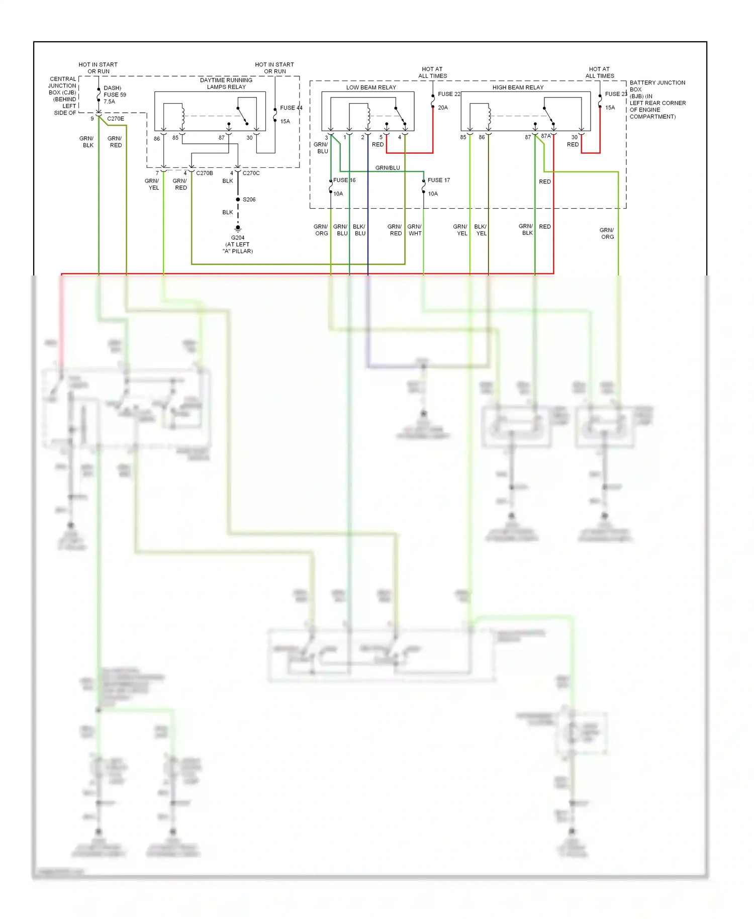 Wiring diagram grn/blu for Ford Focus II (2005-2008) (14 of 28)